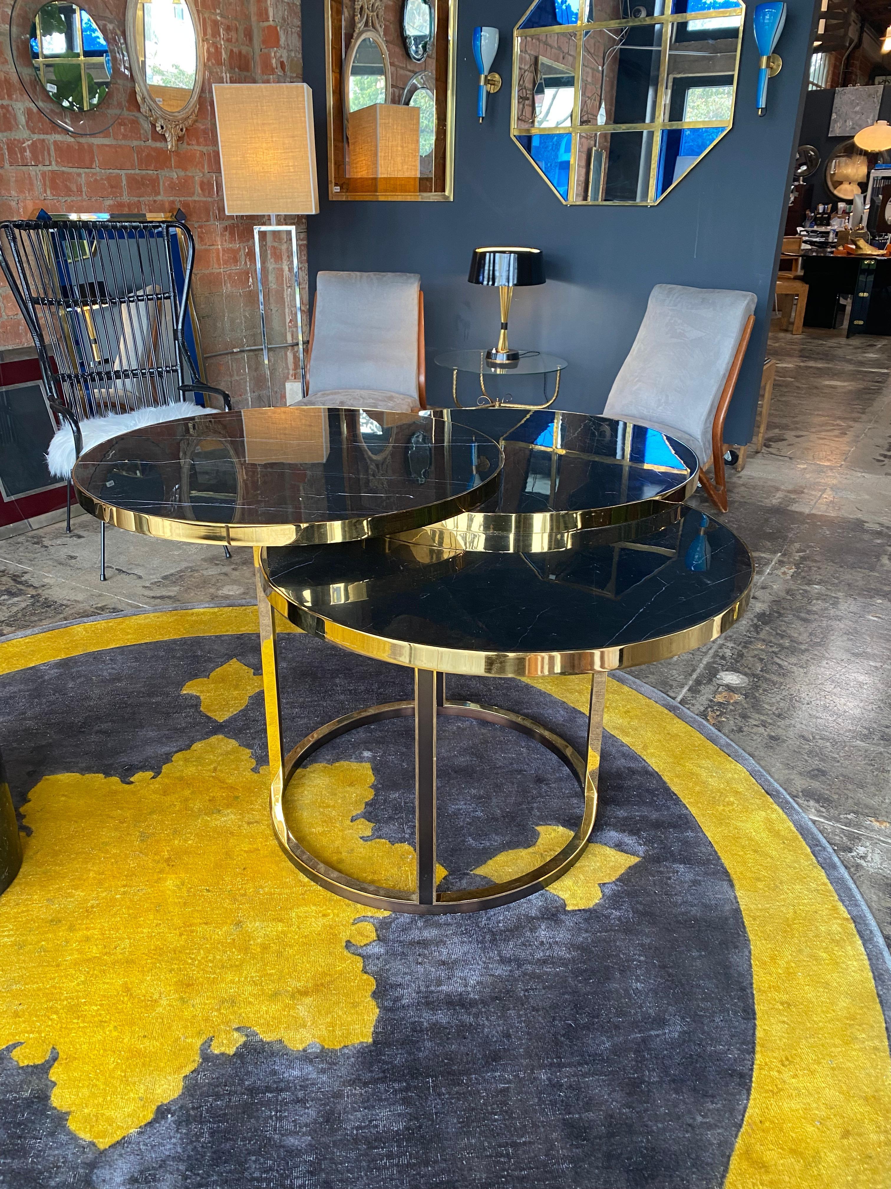 vintage marble and brass side table