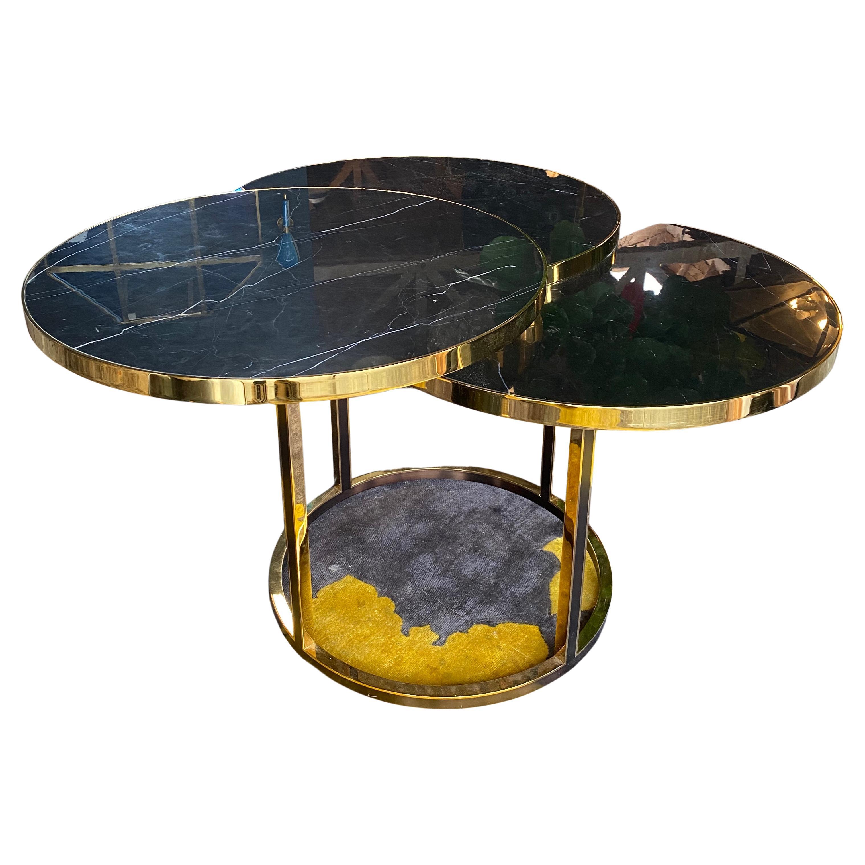Italian Vintage Marble and Brass Table, 1980s by Alexander McQueen For Sale
