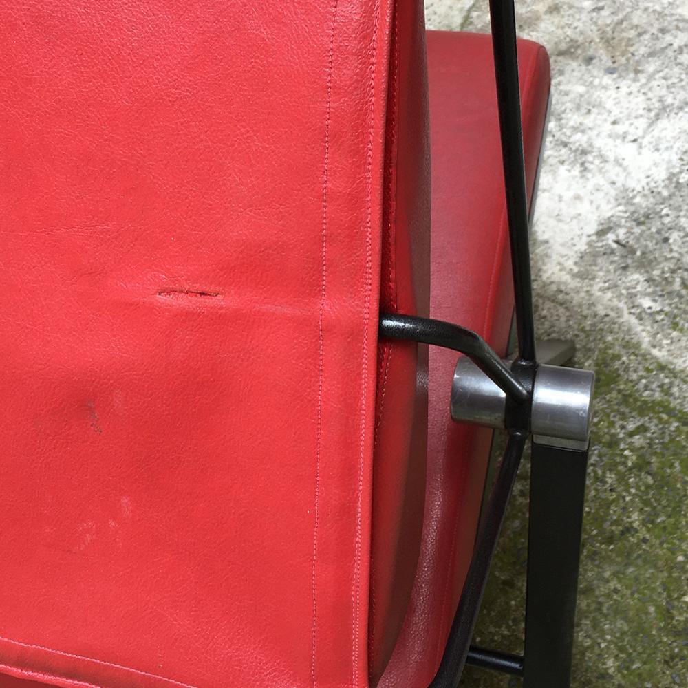 Italienische Vintage-Sessel aus Metall und rotem Leder von Formanova:: 1970er Jahre im Angebot 7