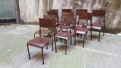 Early 20th Century Italian Tavern, Rusted Brown Metal Chairs, 1930