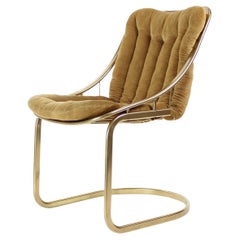 Italian Vintage Metal Chairs In Gold, Italy 1970s