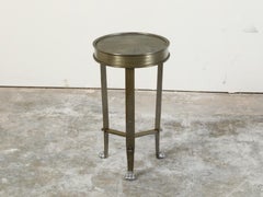 Italian Vintage Metal Side Table with Circular Top and Lion Paw Feet