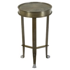 Italian Vintage Metal Side Table with Circular Top and Lion Paw Feet