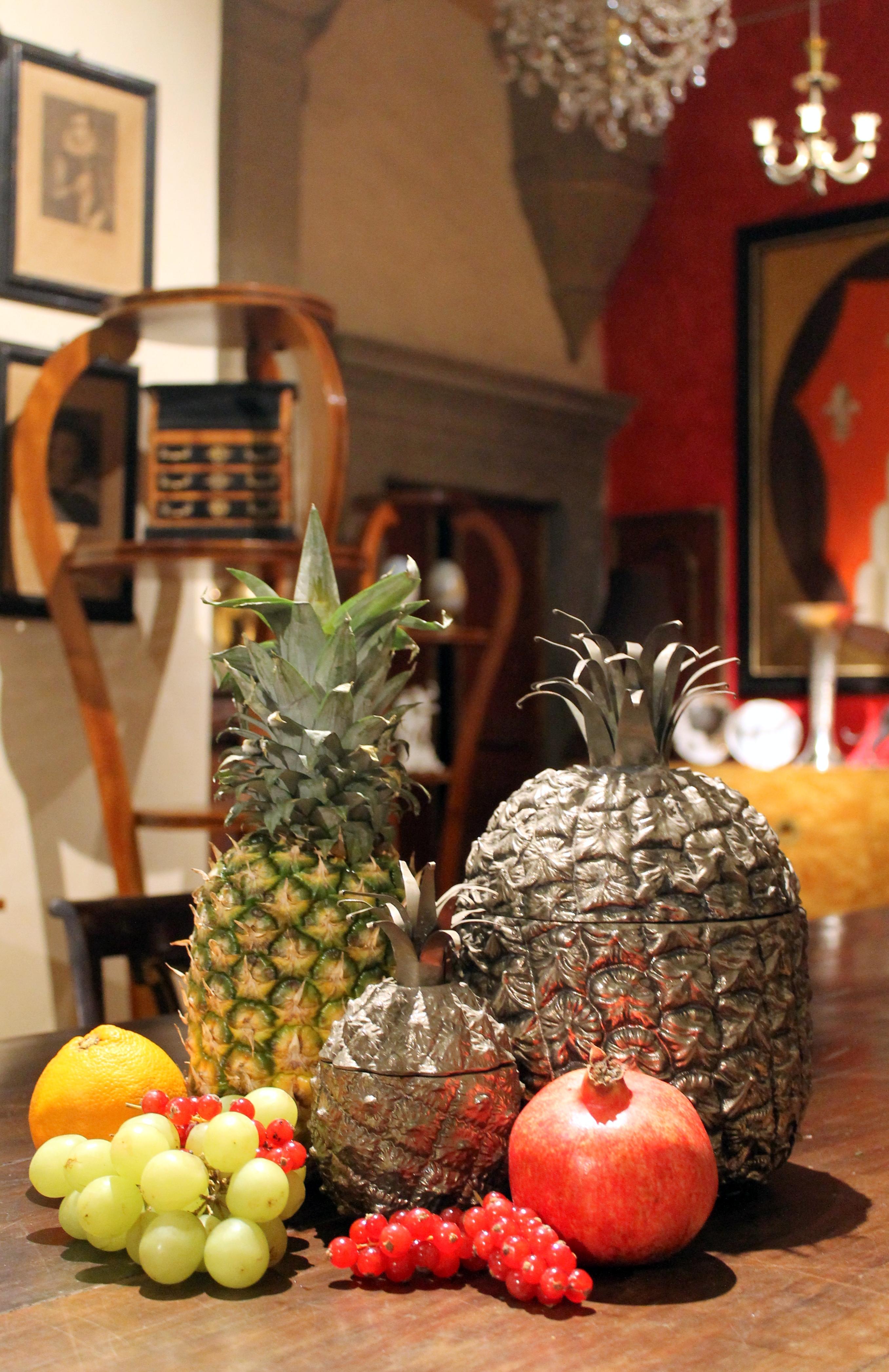 Seau à glace et sucrier en forme d'ananas argenté, de style italien moderne du milieu du siècle dernier en vente 4