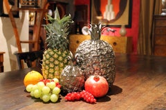 Italian Vintage Mid-Century Modern Silvered Pineapple Ice Bucket and Sugar Bowl