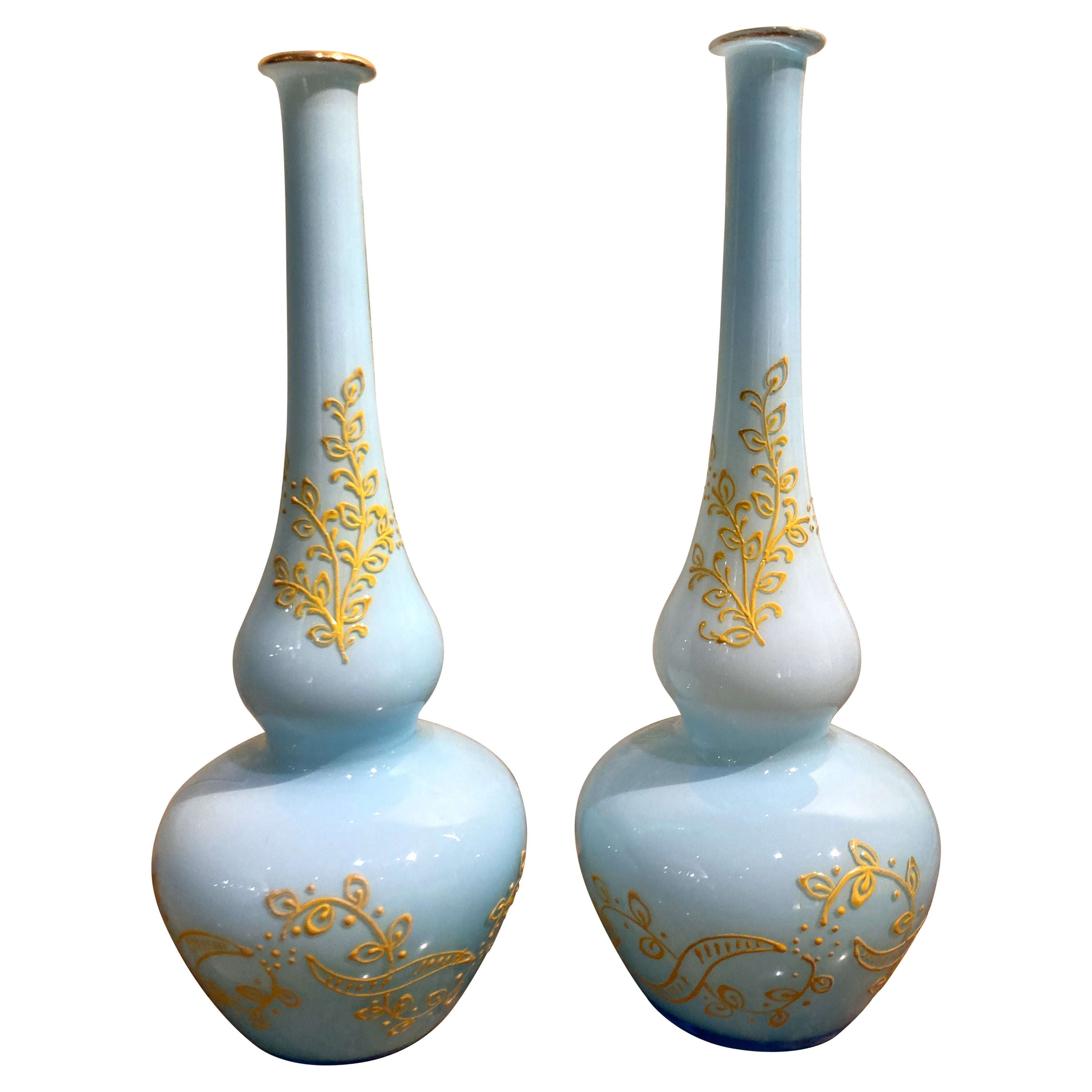 Italienische Vintage- Solitärvasen aus türkisfarbenem Opal-Muranoglas aus der Mitte des Jahrhunderts