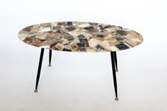 Italian Vintage Midcentury Marble Coffee Table with Brass Tips, 1950s
