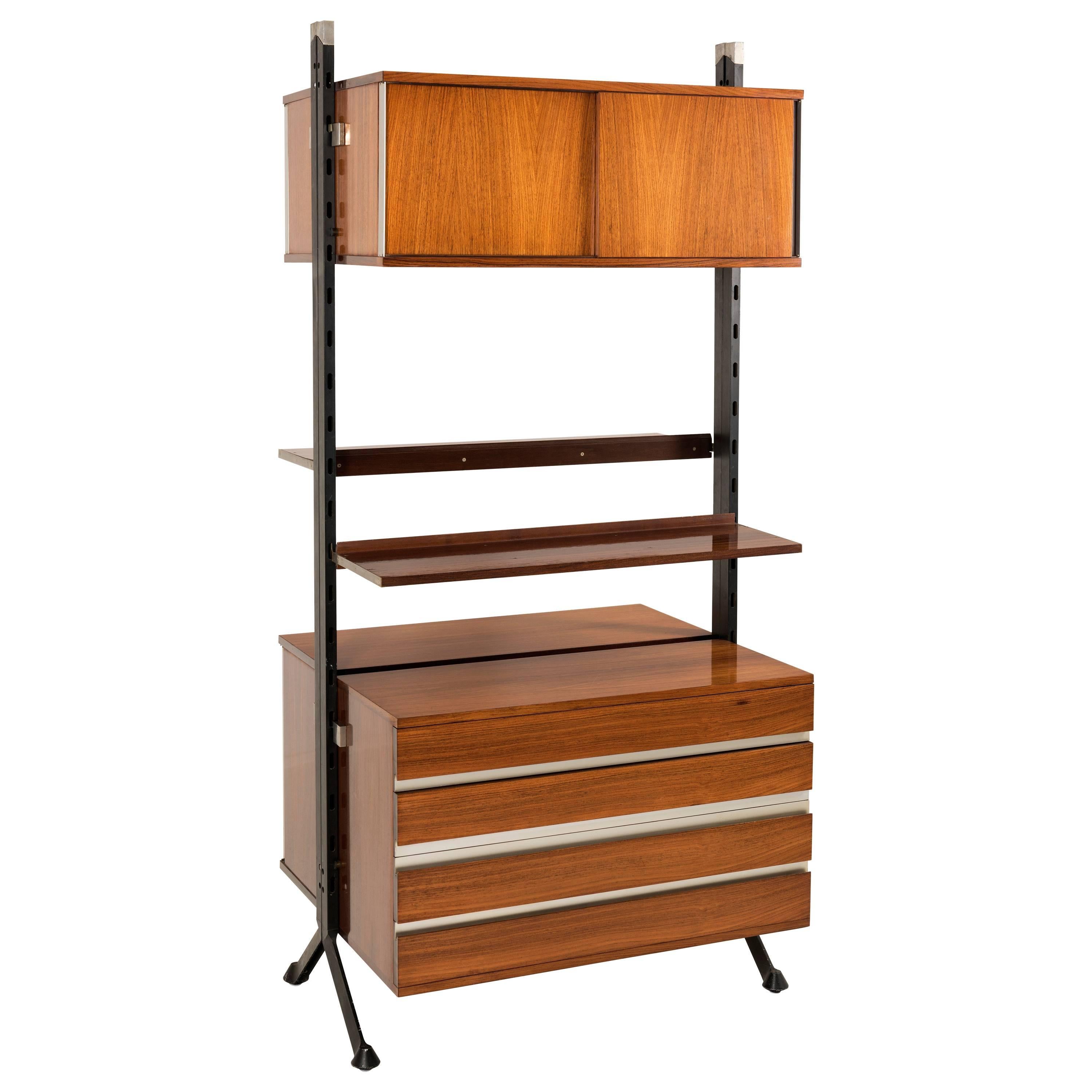 Italian Vintage Middle Room Library in walnut by Ico Parisi for MIM, 1960 For Sale