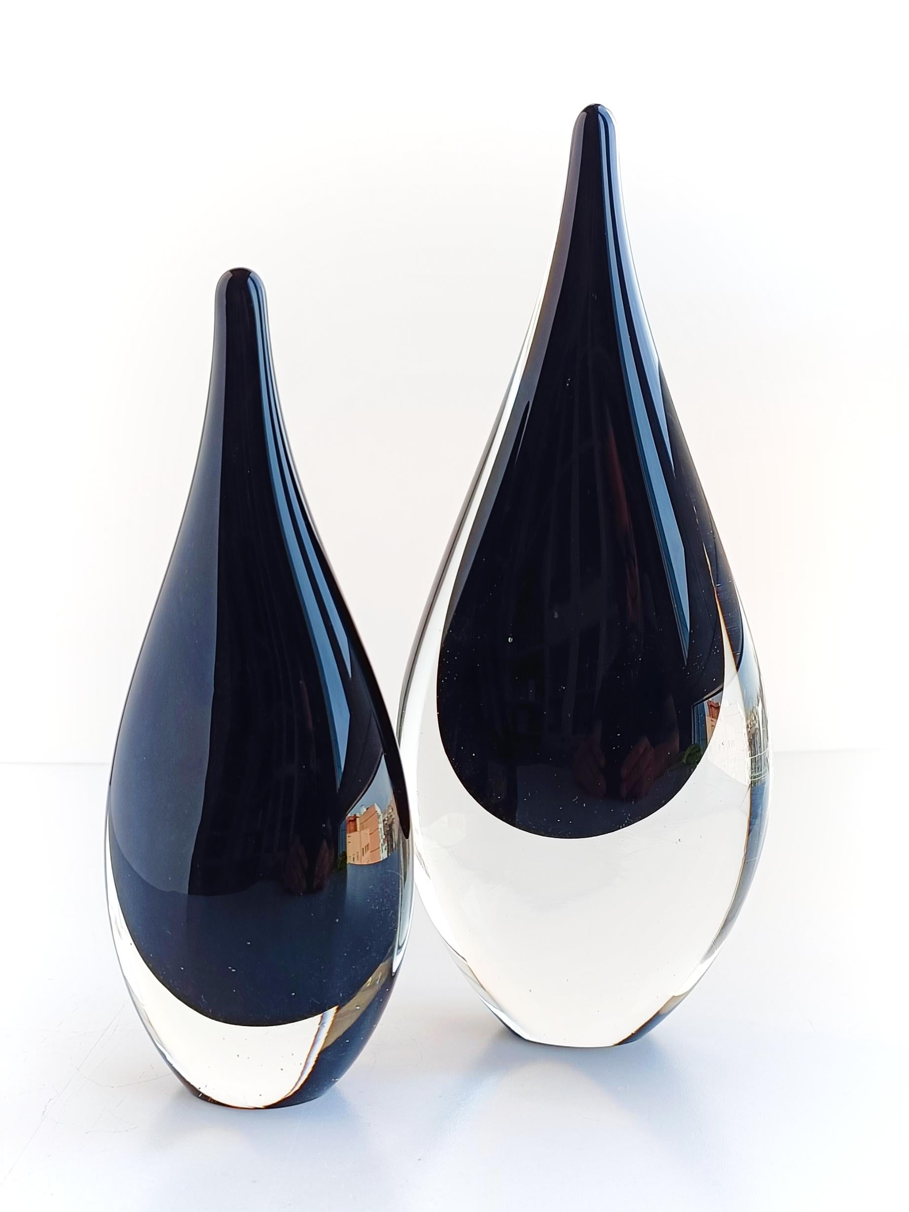 Vintage Italian Art Glass Minimalist Murano Sommerso Teardrop Sculptures, 1950s  For Sale 3