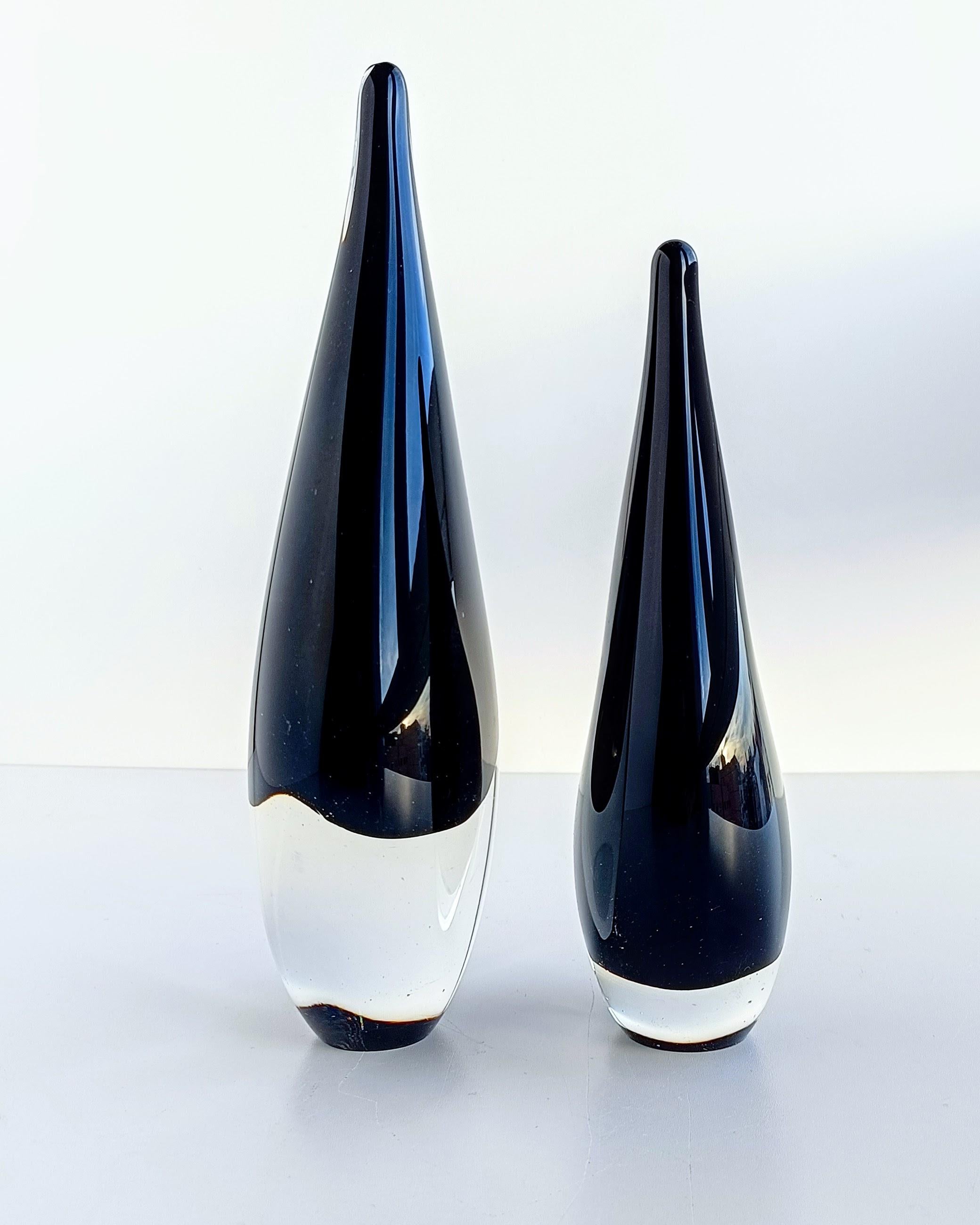 20th Century Vintage Italian Art Glass Minimalist Murano Sommerso Teardrop Sculptures, 1950s  For Sale