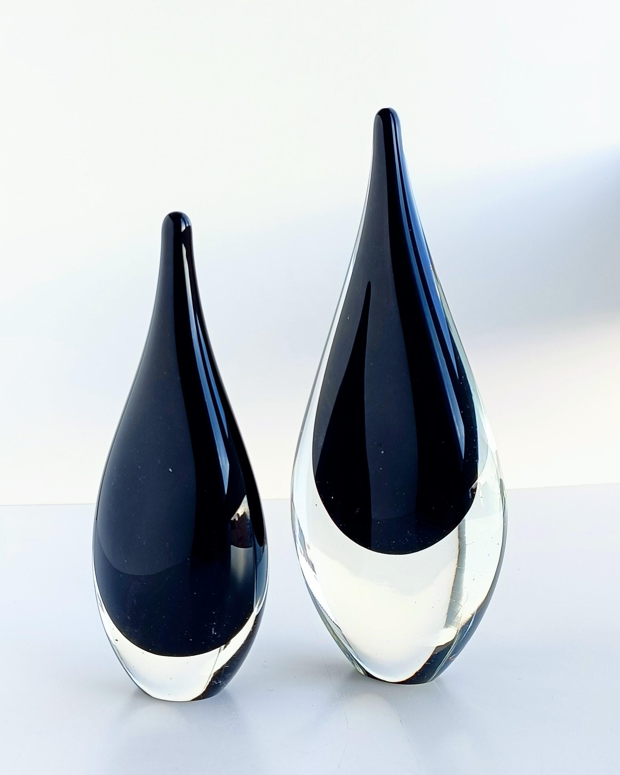 Blown Glass Vintage Italian Art Glass Minimalist Murano Sommerso Teardrop Sculptures, 1950s  For Sale