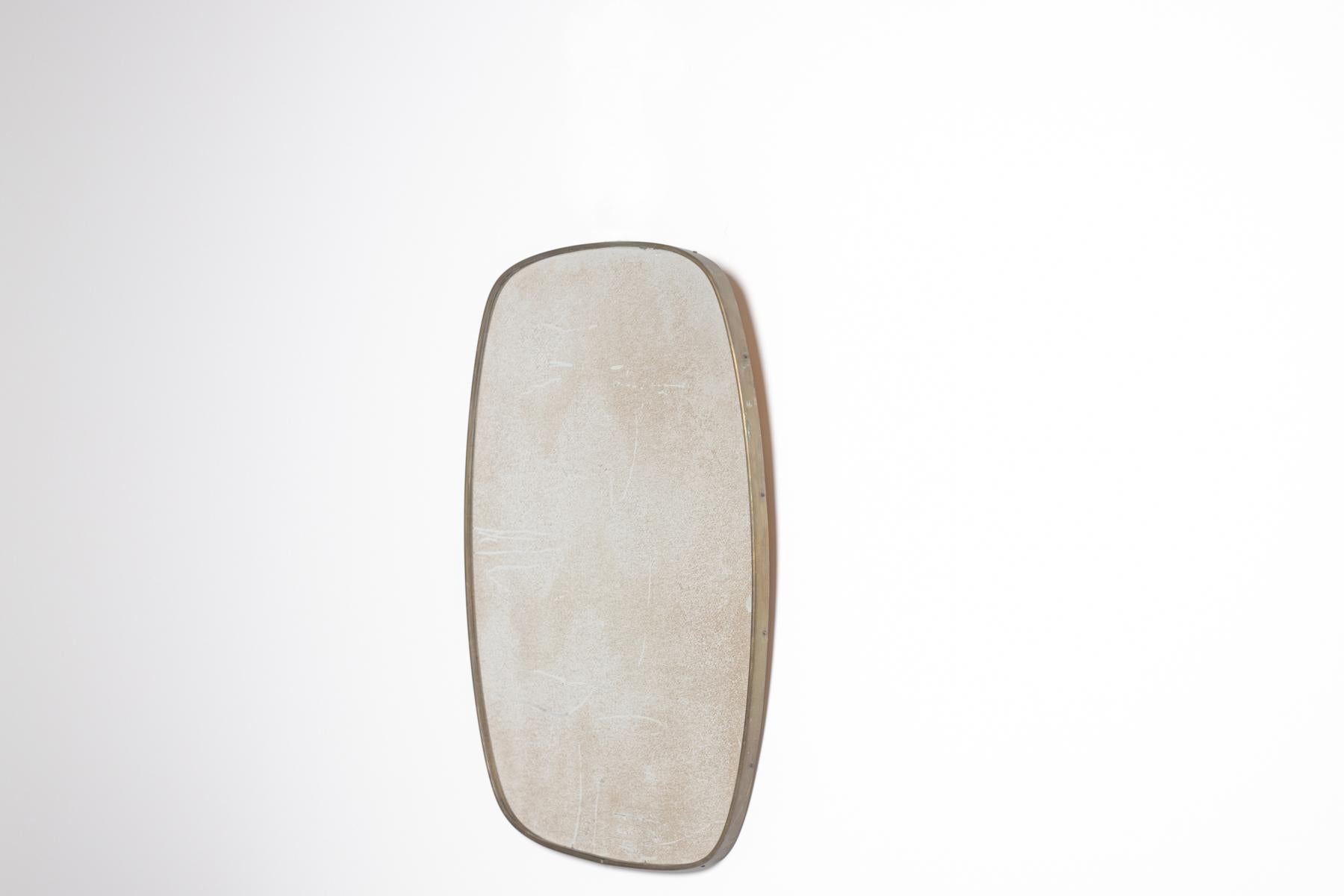 Mid-20th Century Italian Vintage Mirror in Brass and Antique Glass, 1950s