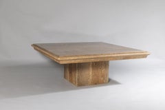 Italian Vintage Modern Travertine Coffee Table in Superb Walnut Colour Vein