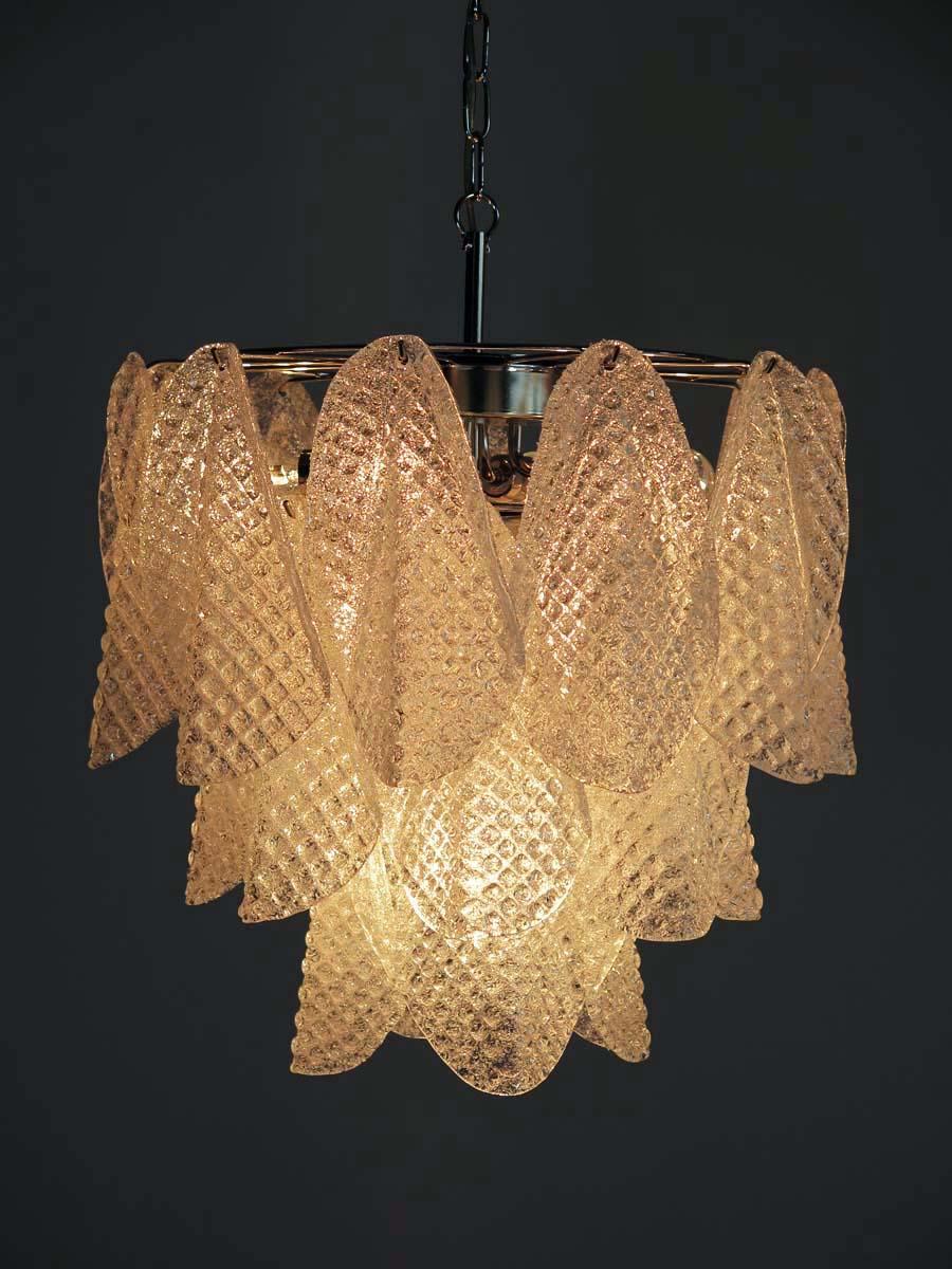 Galvanized Italian vintage Murano chandelier - 23 glass rondini For Sale