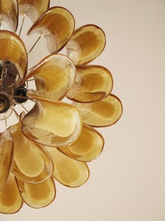 Italian vintage Murano chandelier - 26 amber glass petals