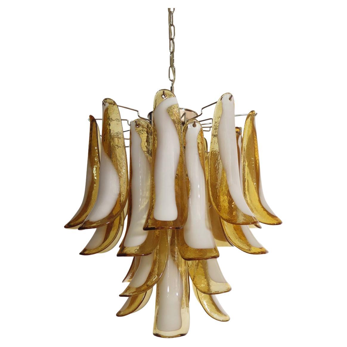 Italian vintage Murano chandelier - 26 amber glass petals