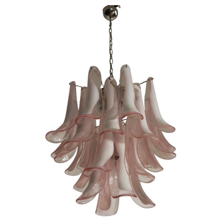 Italian vintage Murano chandelier - 26 pink glass petals