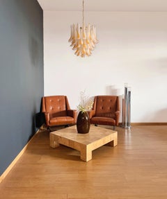 Italian vintage Murano chandelier - 41 acid-etched amber glass petals