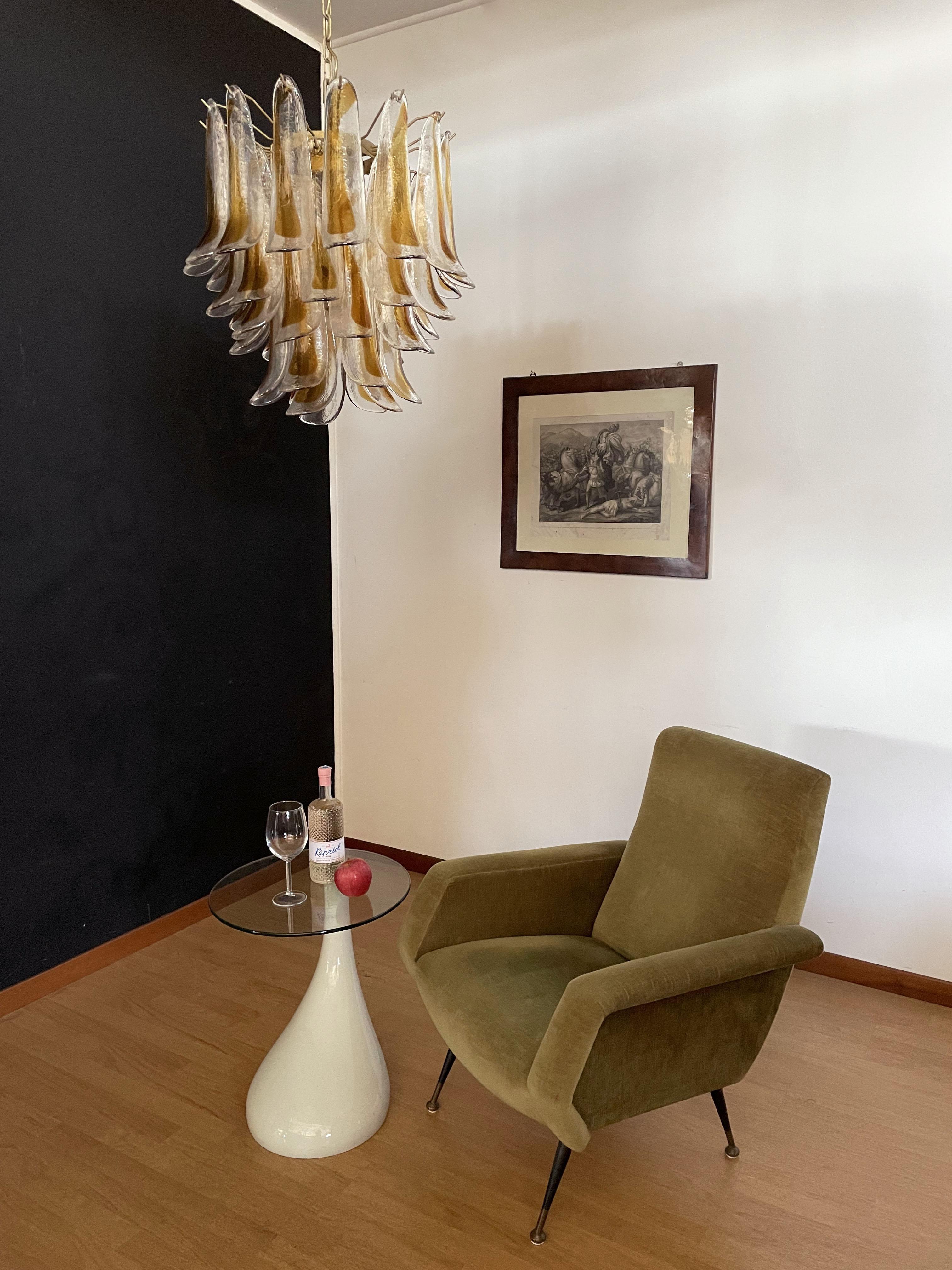Lampadario Vintage Italian Murano - 41 petali di vetro ambrato 3