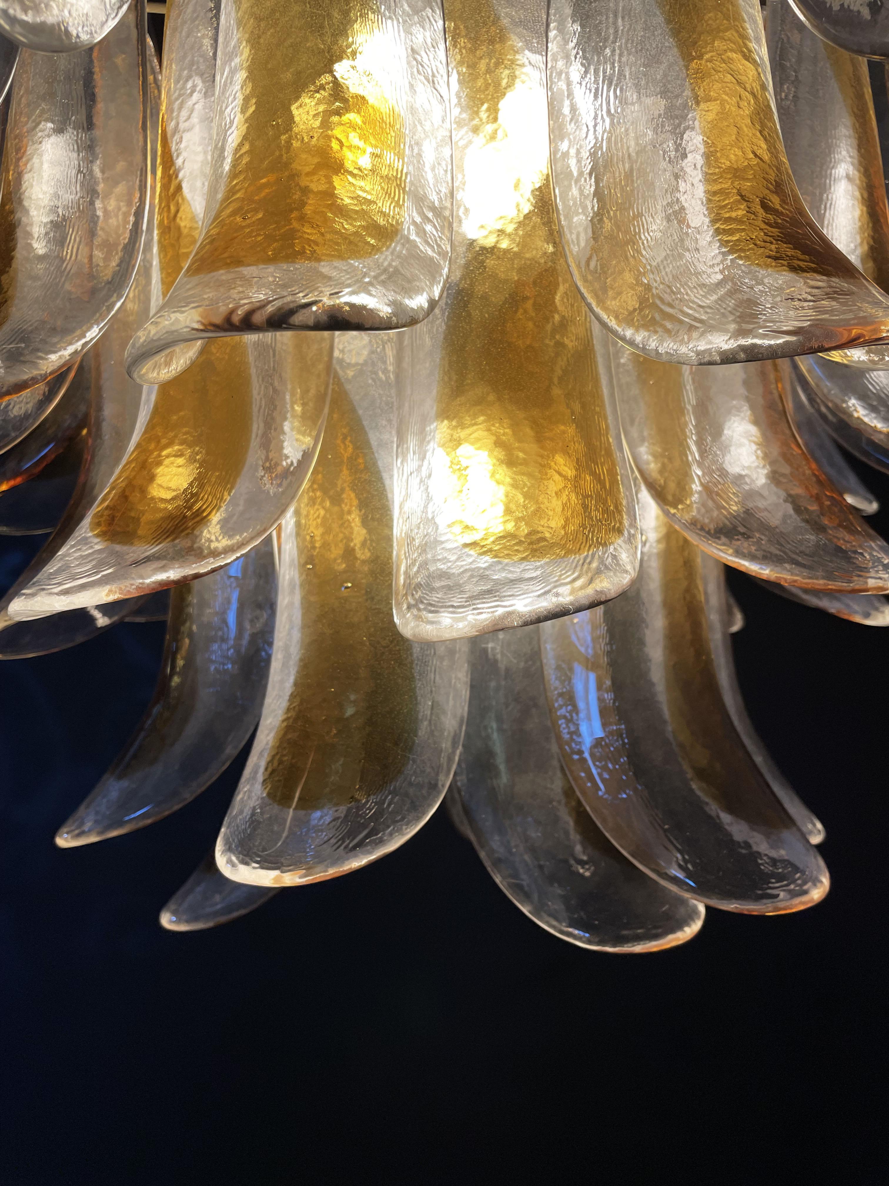 Lampadario Vintage Italian Murano - 41 petali di vetro ambrato 5