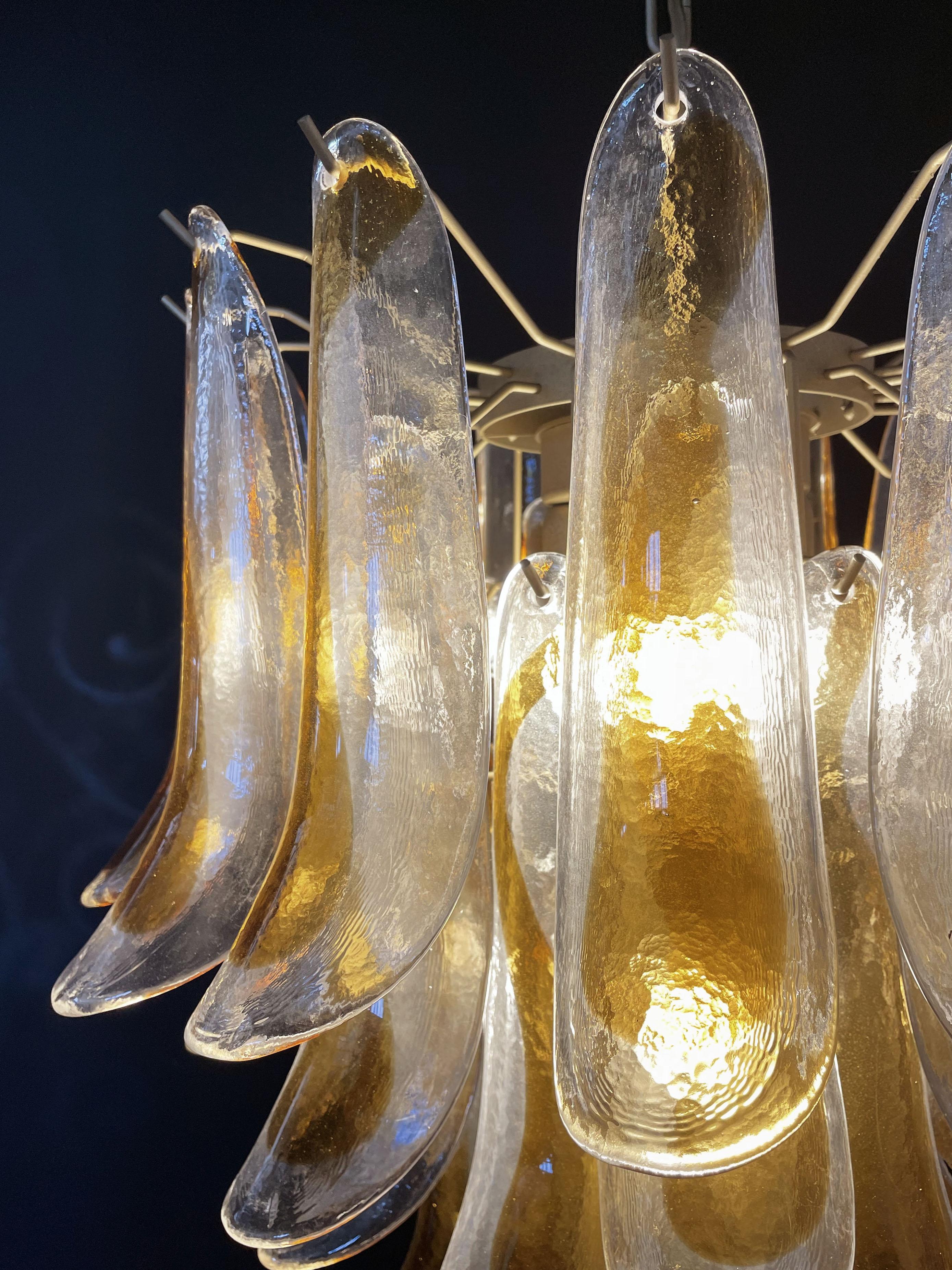 Lampadario Vintage Italian Murano - 41 petali di vetro ambrato 6