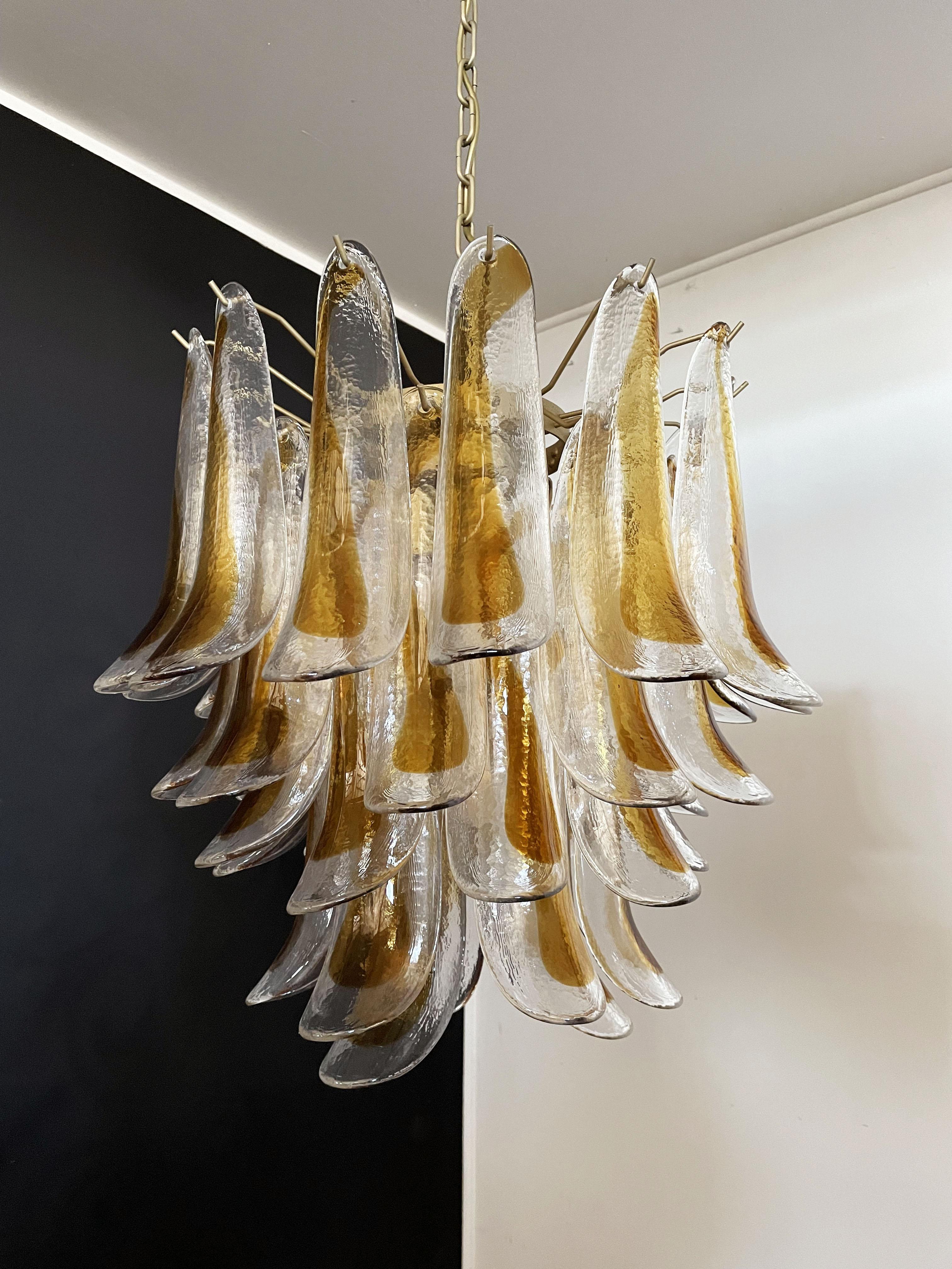 Italiano Lampadario Vintage Italian Murano - 41 petali di vetro ambrato