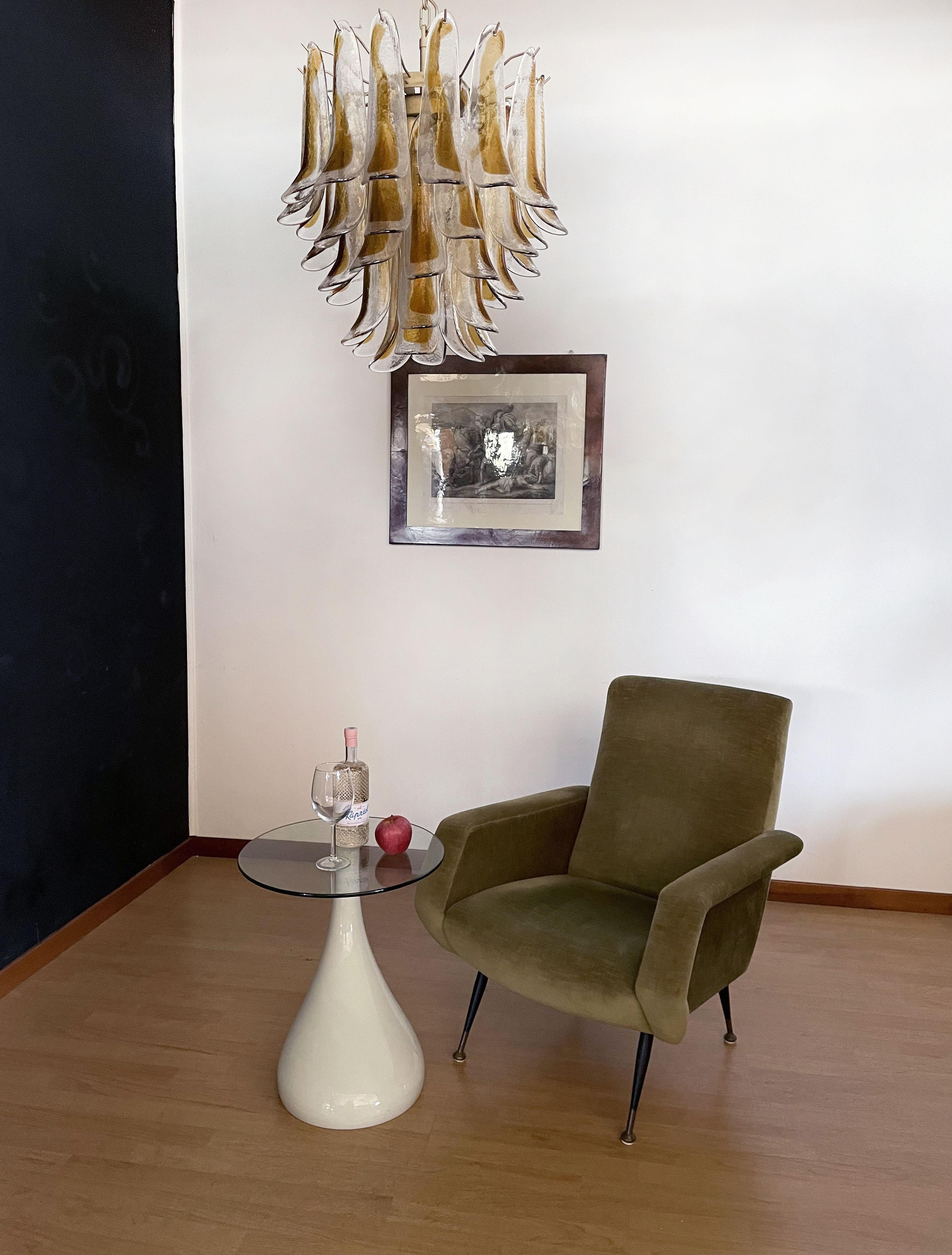 Lampadario Vintage Italian Murano - 41 petali di vetro ambrato 1
