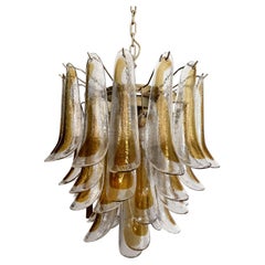 Lampadario Vintage Italian Murano - 41 petali di vetro ambrato