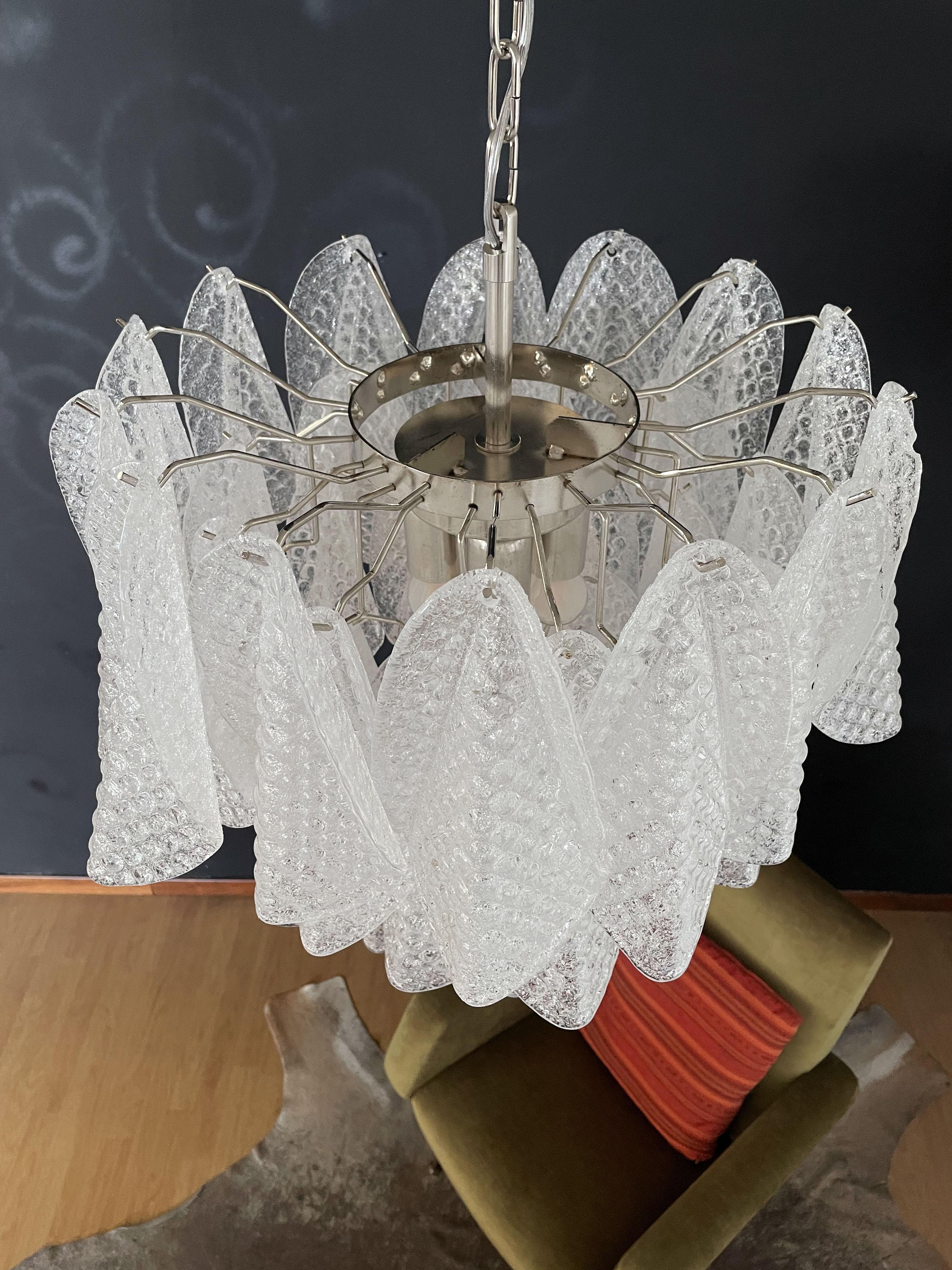 Late 20th Century Italian Vintage Murano Chandelier, 41 Glass Rondini For Sale