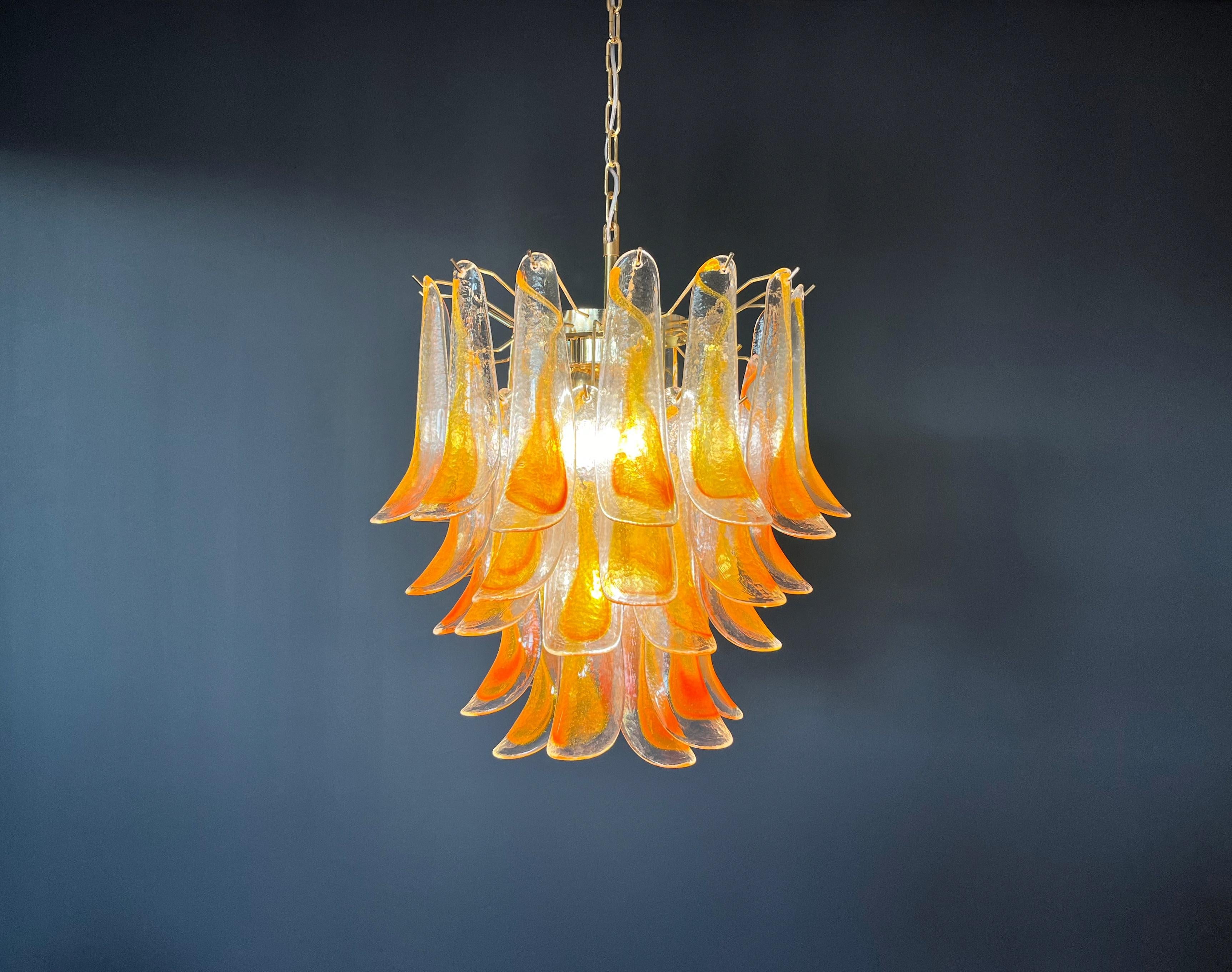 Italian vintage Murano chandelier - 41 orange glasses. 4