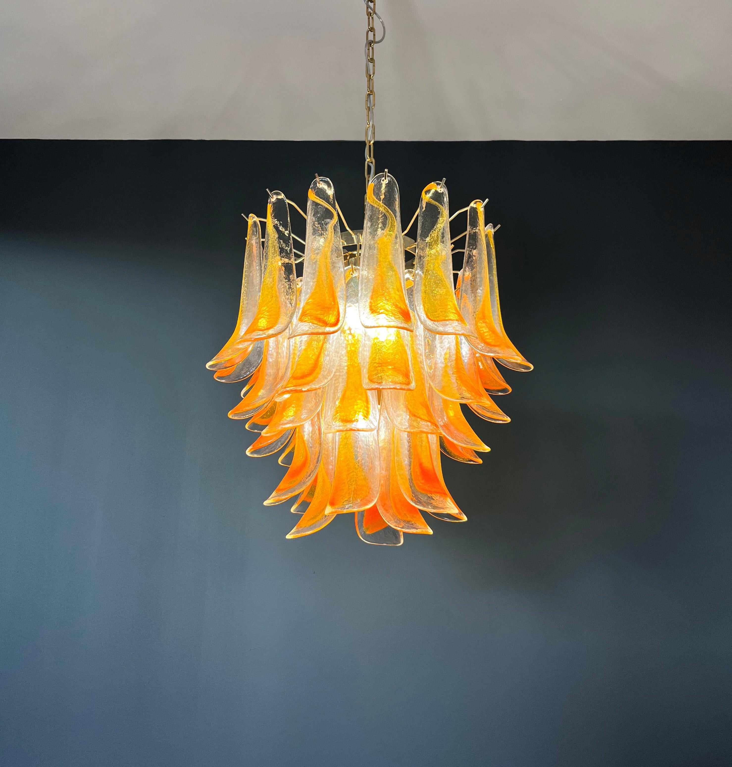 Italian vintage Murano chandelier - 41 orange glasses. 5