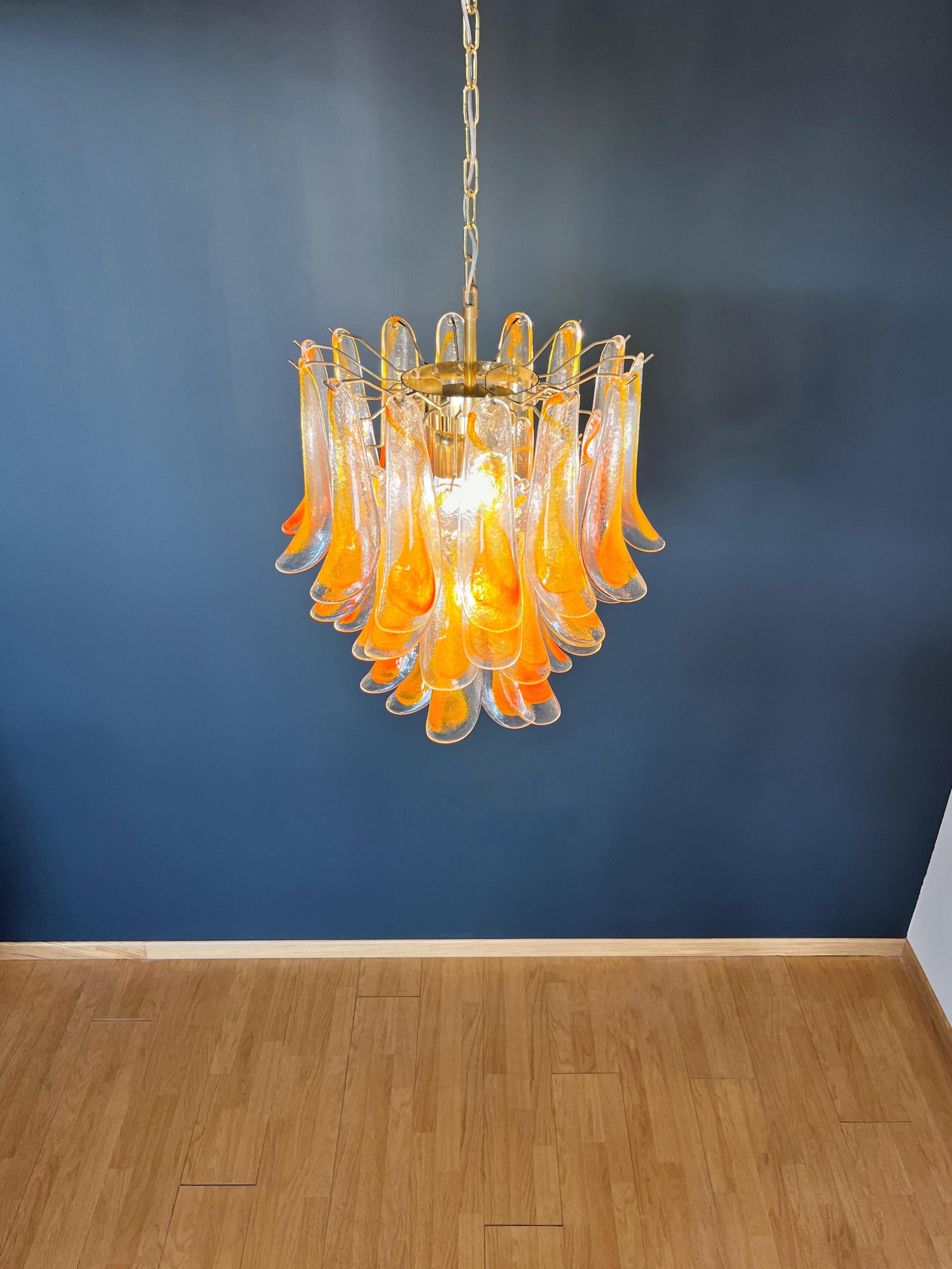 Italian vintage Murano chandelier - 41 orange glasses. 6