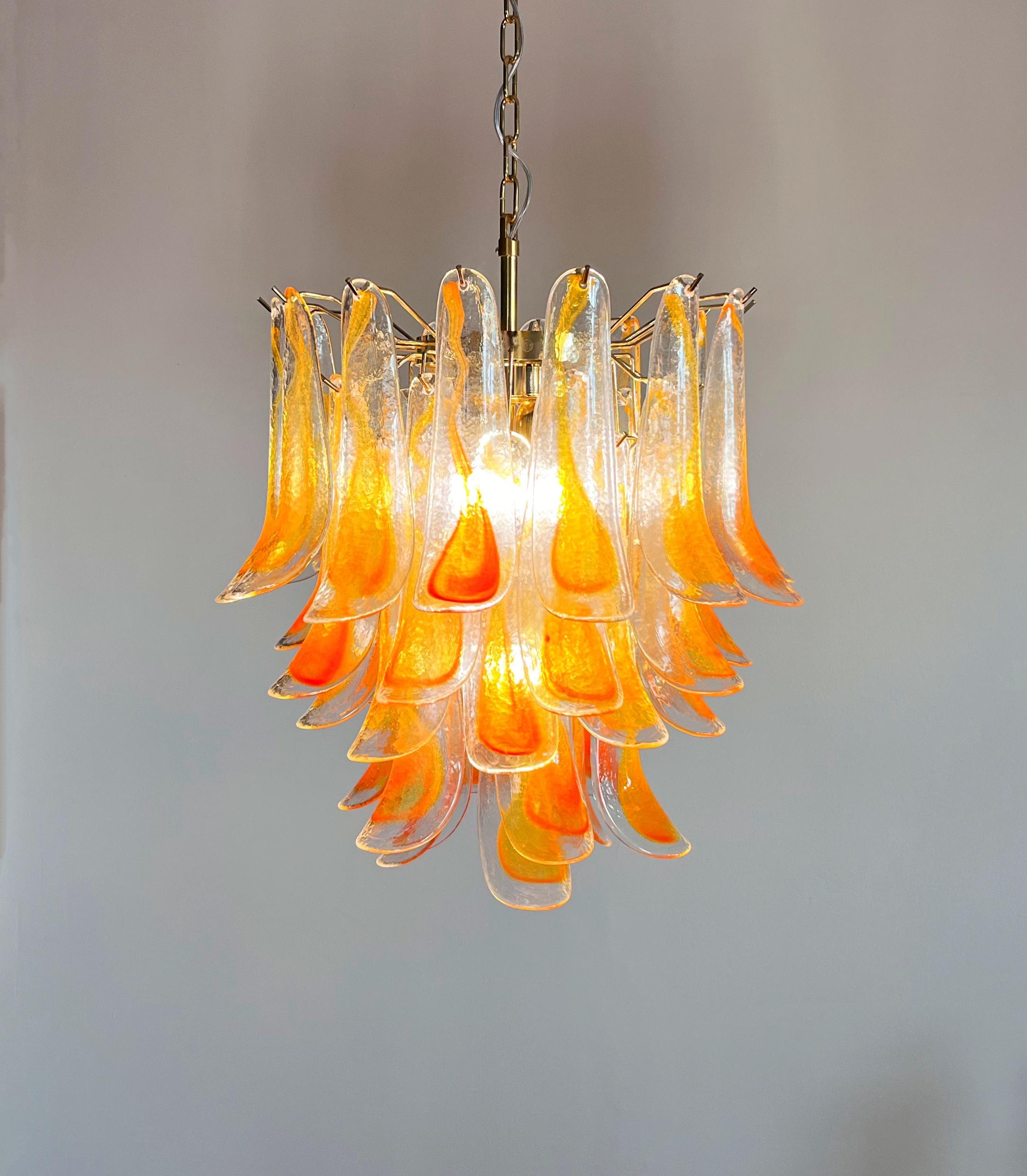 Italian vintage Murano chandelier - 41 orange glasses. 7