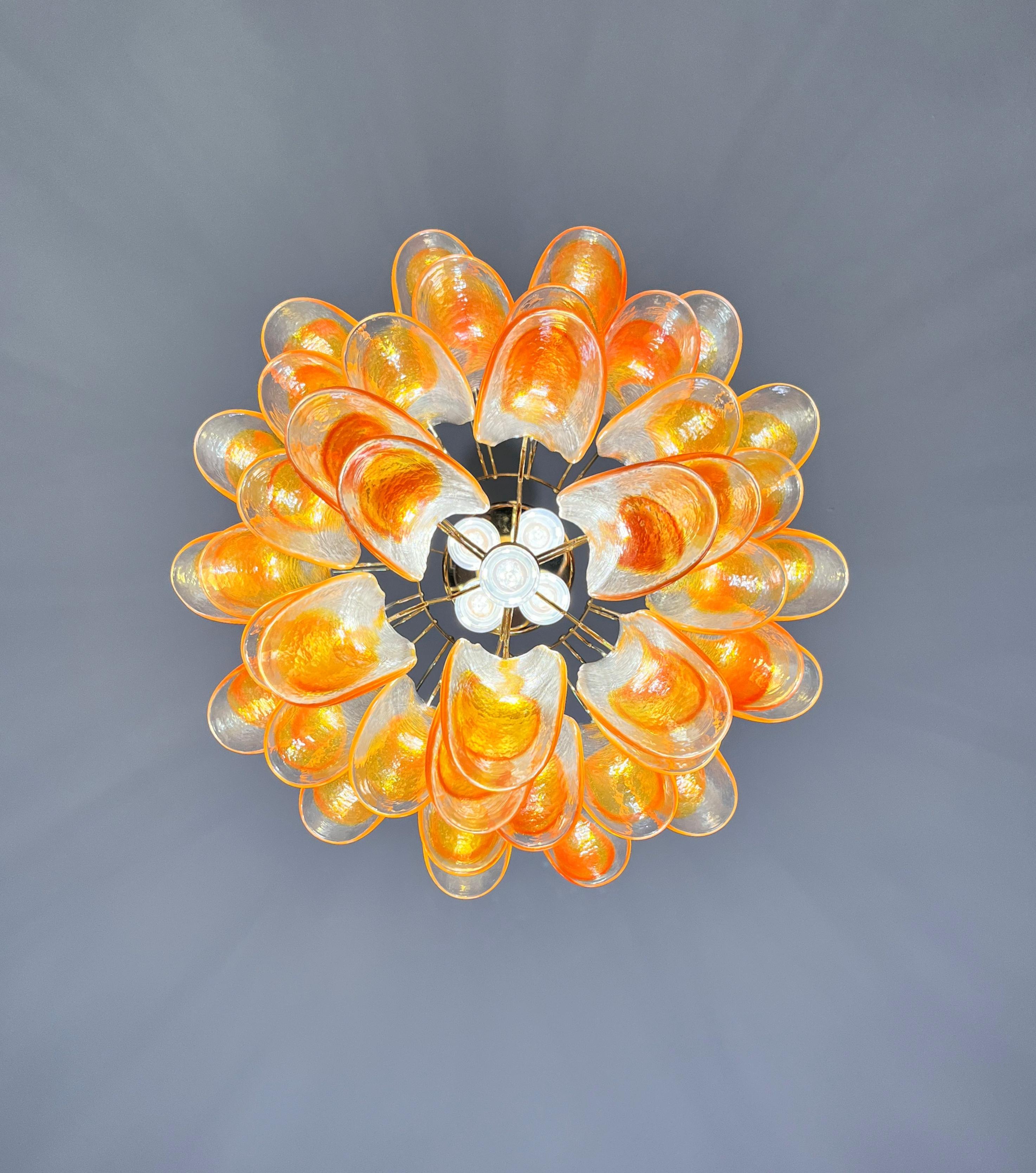 Italian vintage Murano chandelier - 41 orange glasses. 8