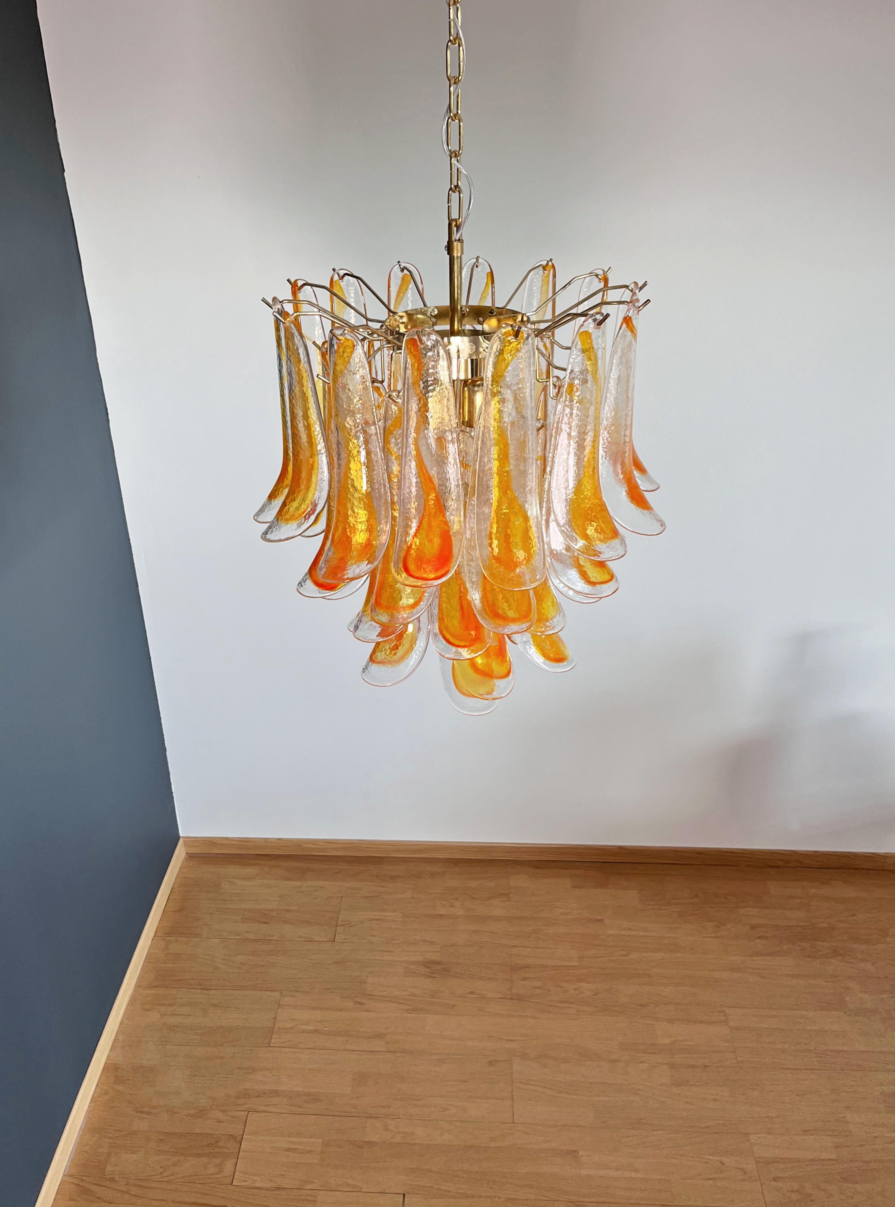Italian vintage Murano chandelier - 41 orange glasses. 9