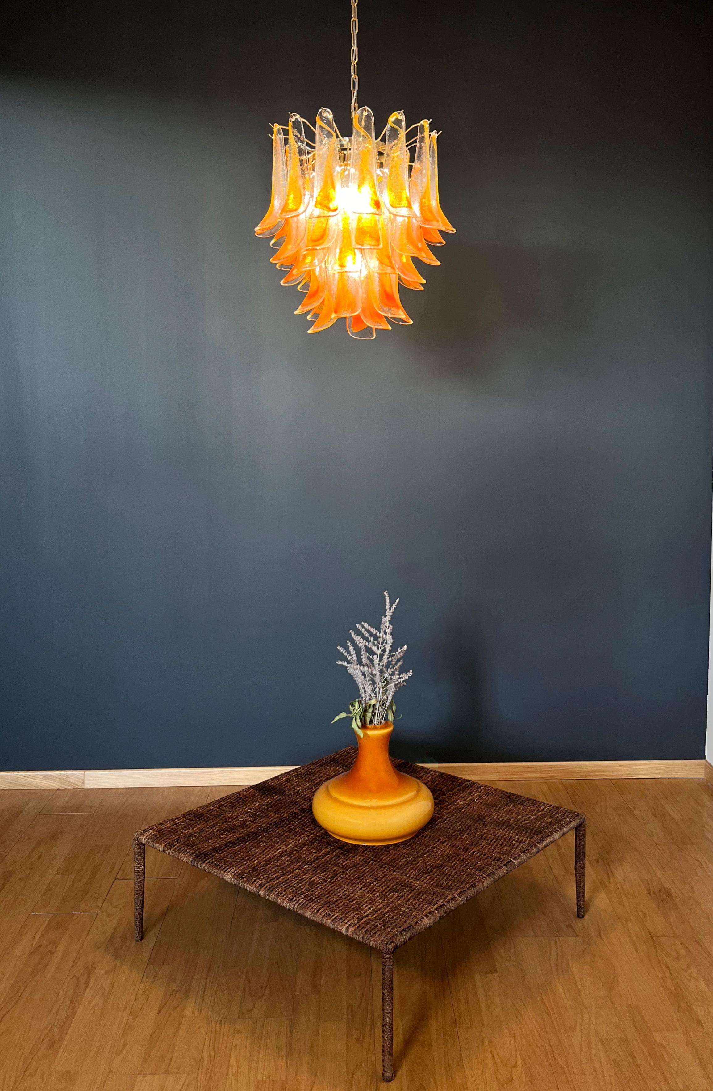 Italian vintage Murano chandelier - 41 orange glasses. 10