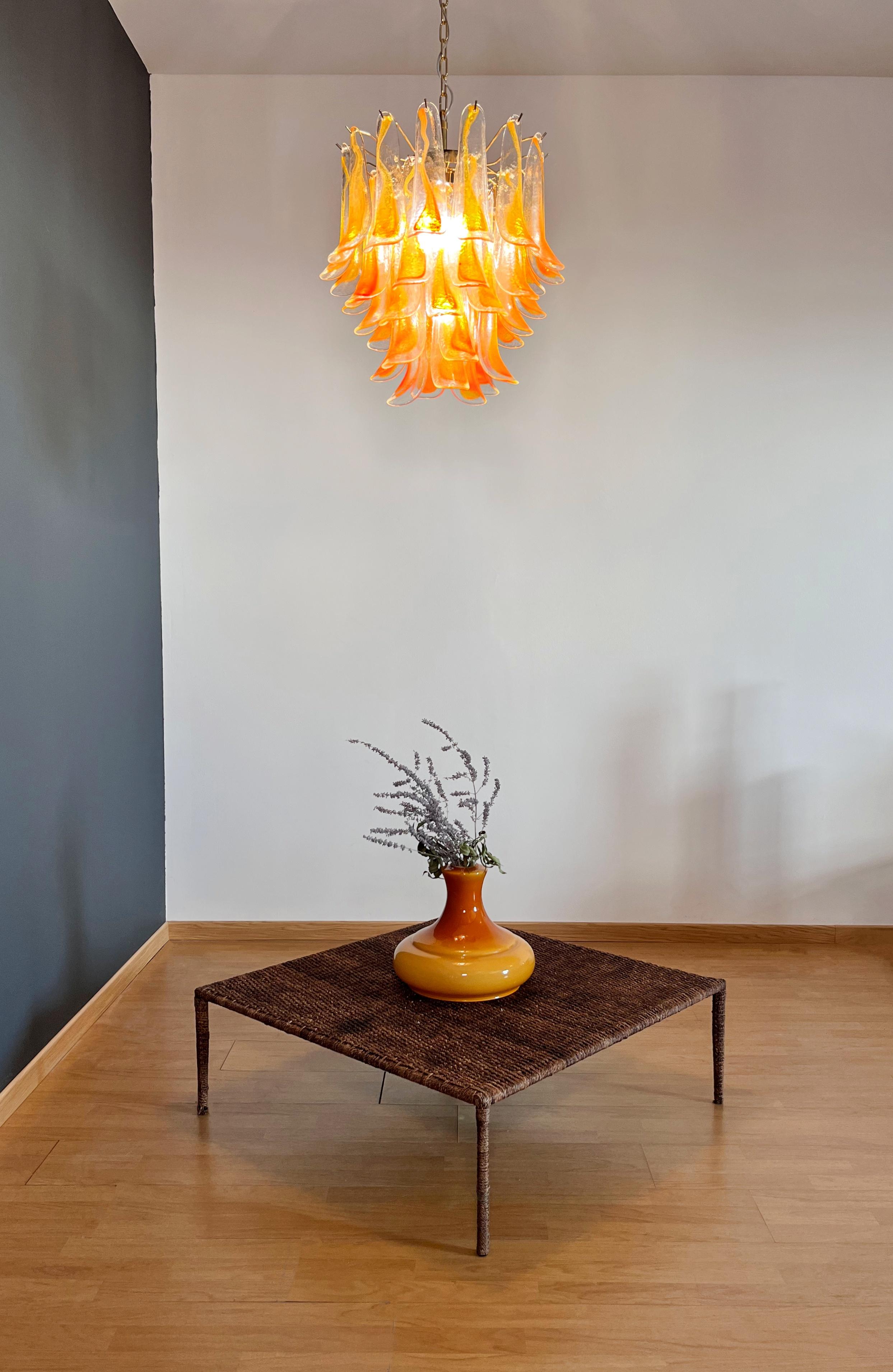 Italian vintage Murano chandelier - 41 orange glasses. 11