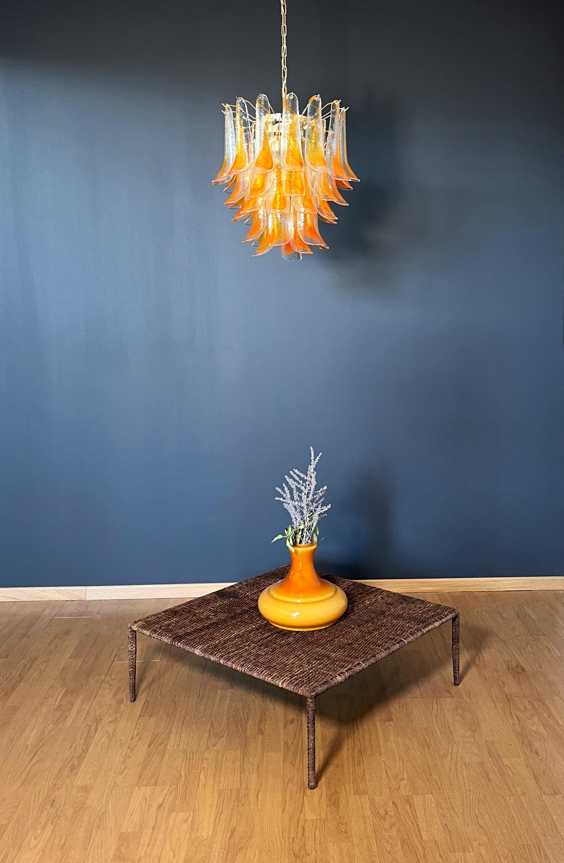 Italian vintage Murano chandelier - 41 orange glasses. 13