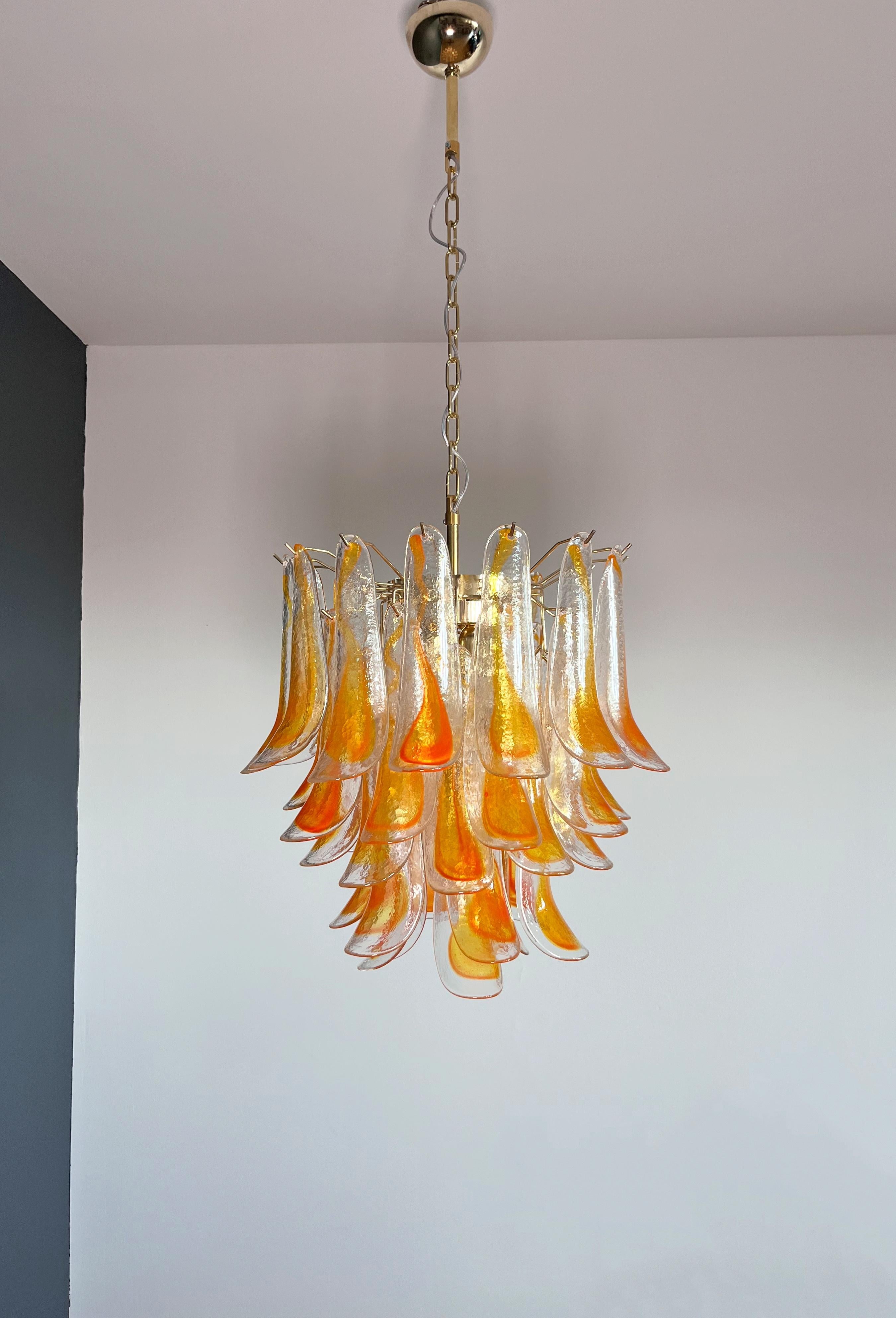 20th Century Italian vintage Murano chandelier - 41 orange glasses.