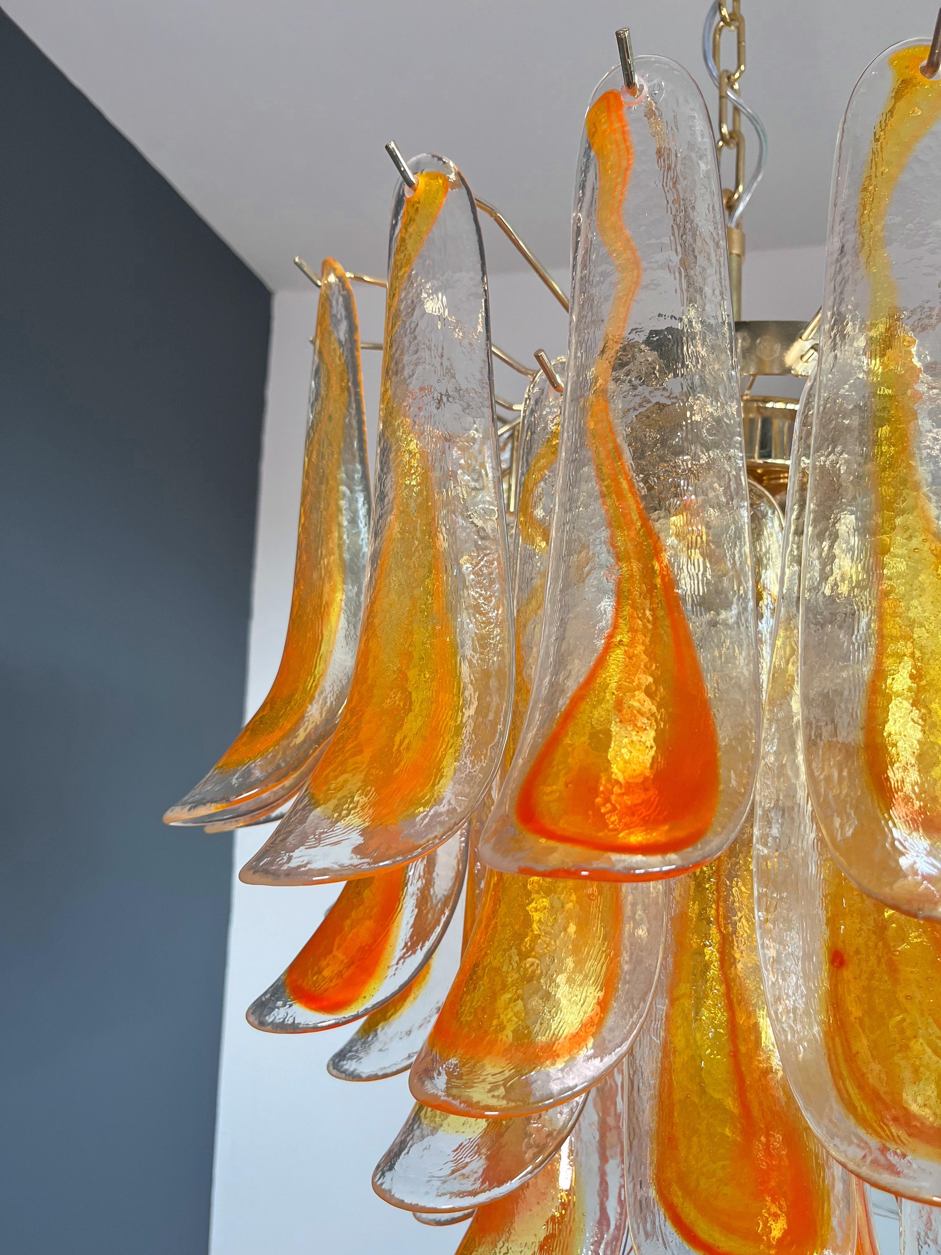 Italian vintage Murano chandelier - 41 orange glasses. 1