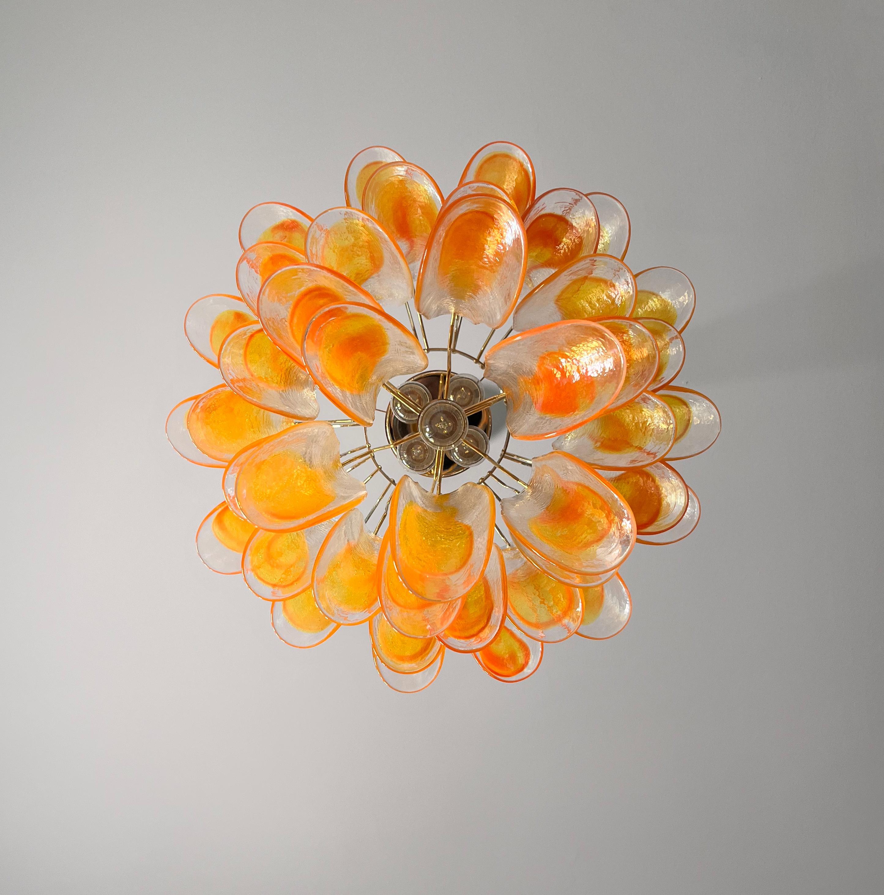 Italian vintage Murano chandelier - 41 orange glasses. 2