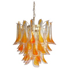 Italian vintage Murano chandelier - 41 orange glasses.