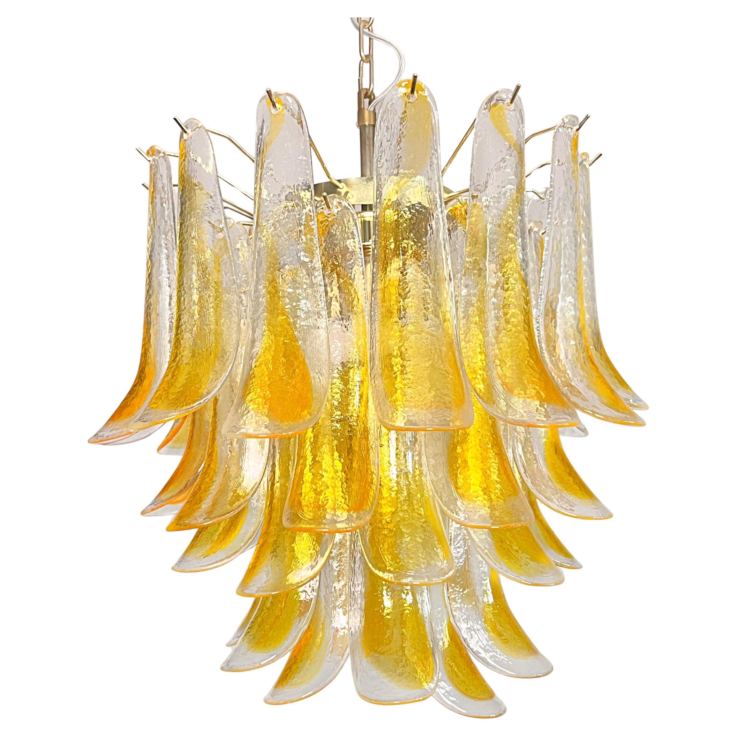 Italian vintage Murano chandelier - 41 orange glasses.