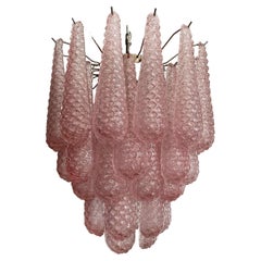 Italian Vintage Murano Chandelier 41 Pink Glass Petals Drop