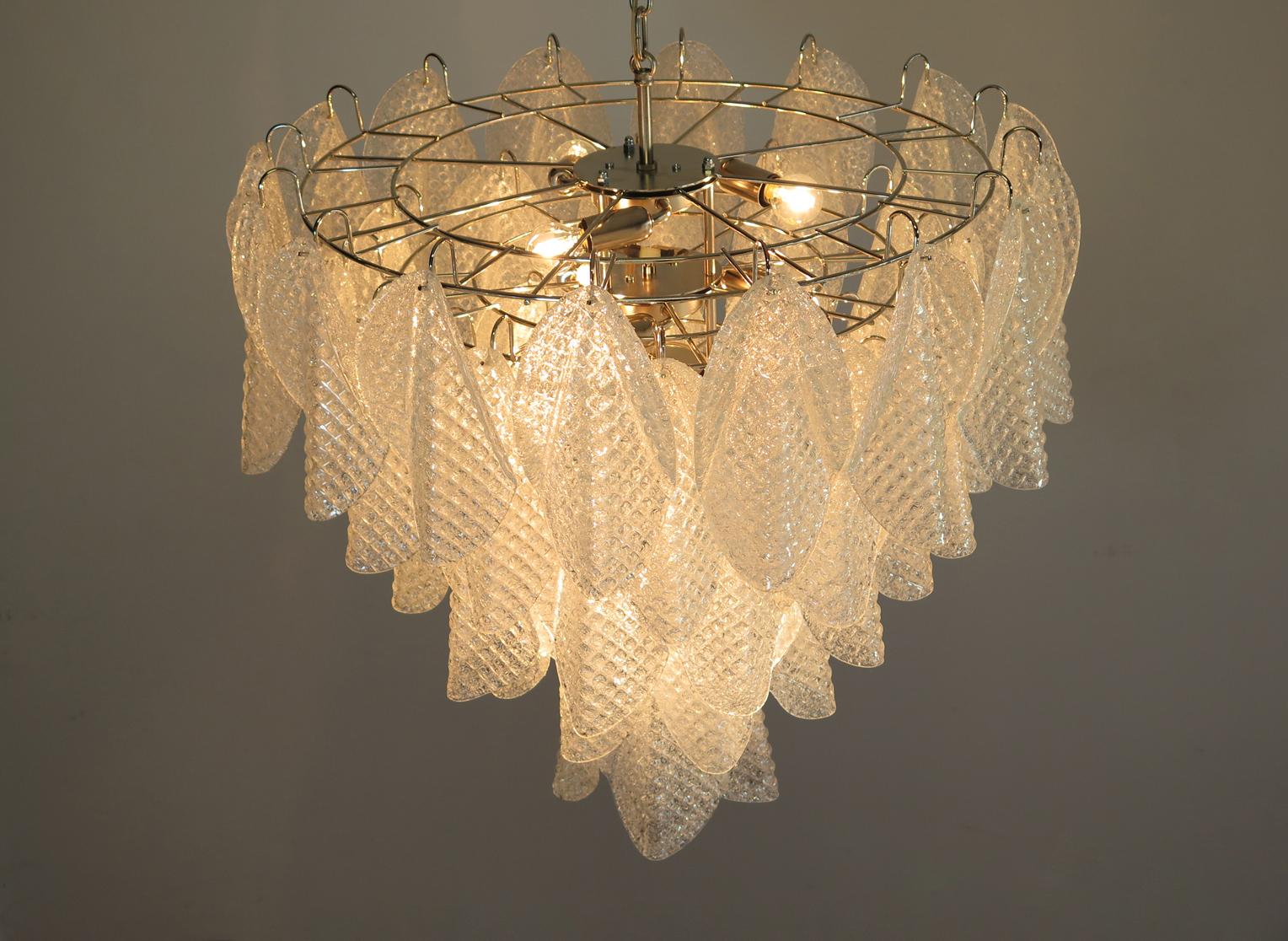 Italian vintage Murano chandelier made by 50 glass petals 