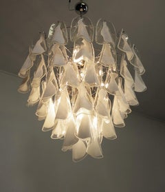 Italian Vintage Murano Chandelier, 50 Lattimo Glass Rondini