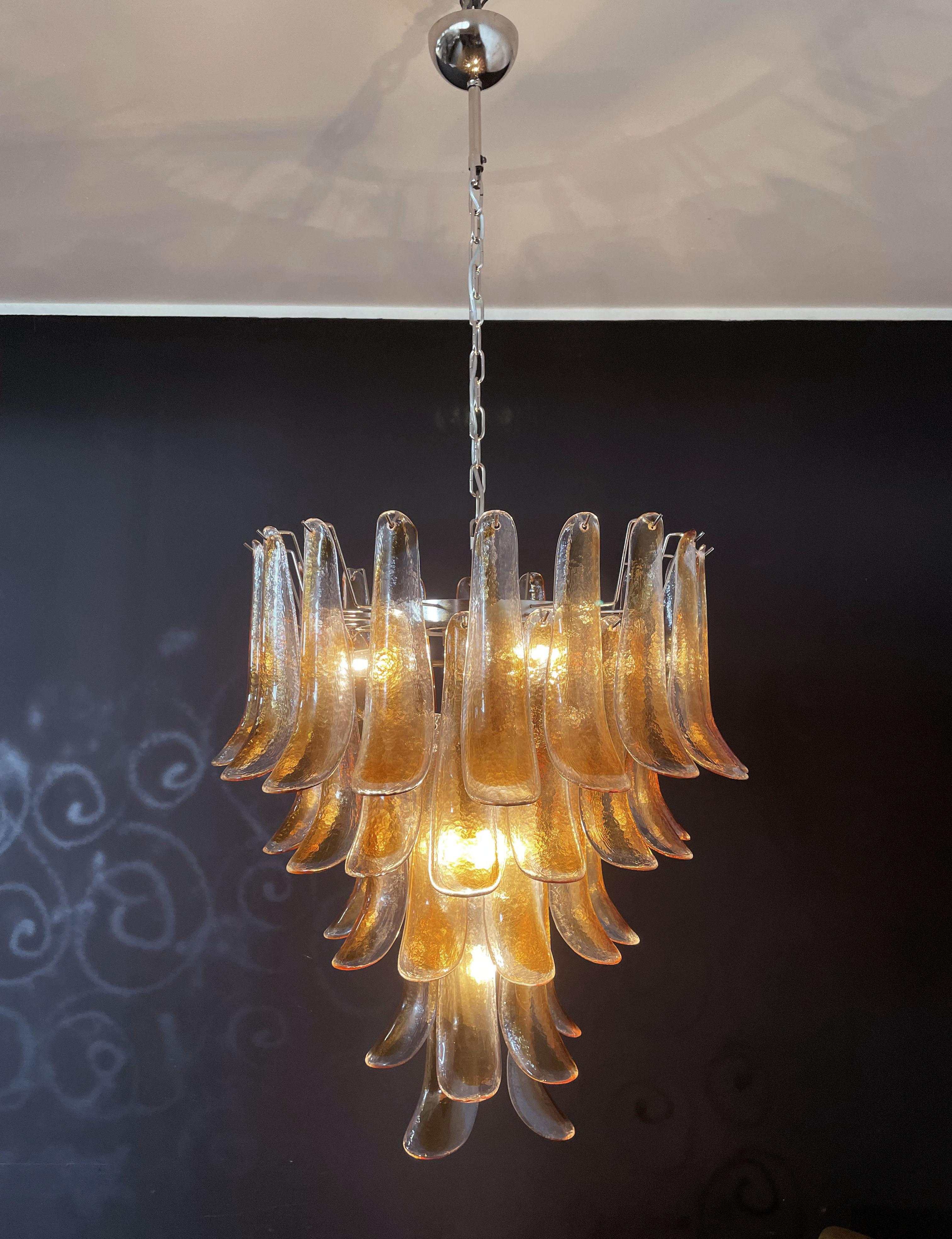 Italian Vintage Murano Chandelier, 52 Amber Glass Petals 12