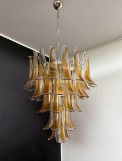 Italian Vintage Murano Chandelier, 52 Amber Glass Petals