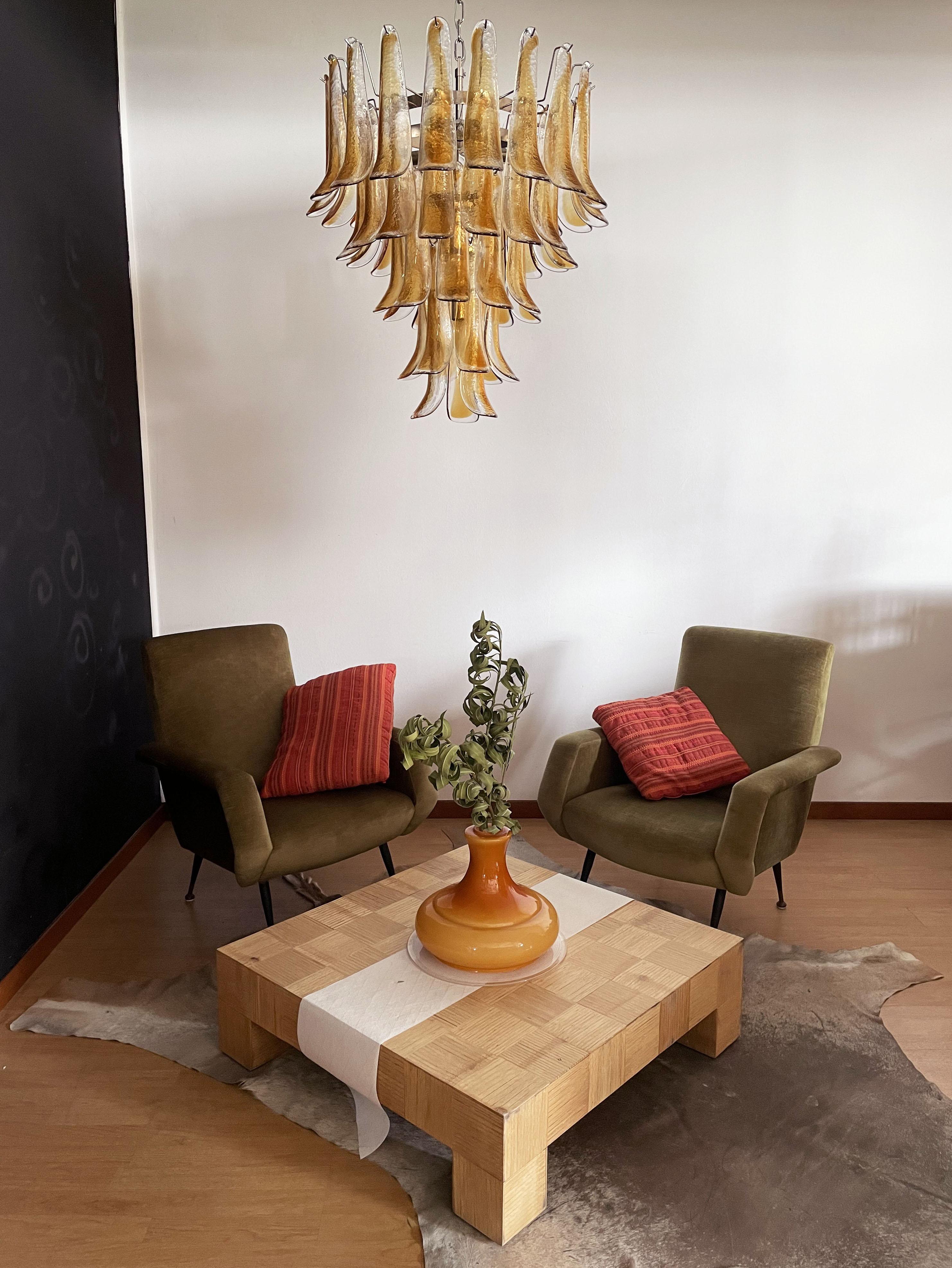 Italian Vintage Murano Chandelier, 52 Amber Glass Petals 3