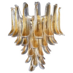 Italian Vintage Murano Chandelier, 52 Amber Glass Petals